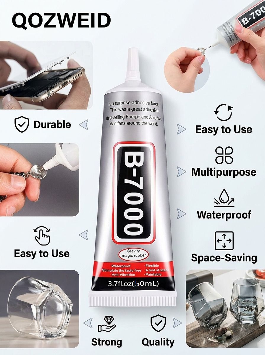 qozweid B7000 Repair Glue 50ml for Mobile Display Plastic Fabric Crystal Bonding Glue-picture-32