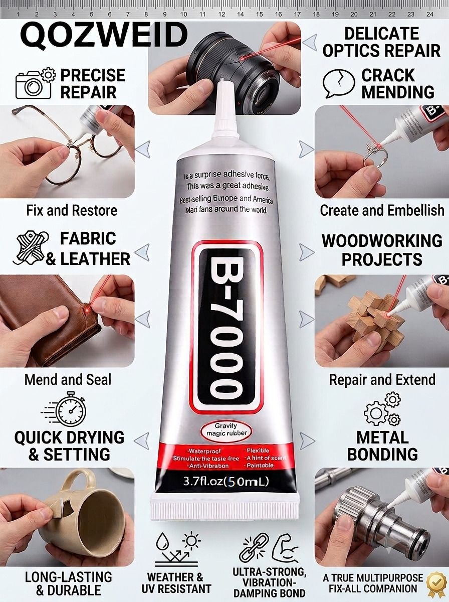 qozweid B7000 Clear Adhesive Glue 50ml for Plastic Fabric Crystal Mobile Repair Glue-picture-46