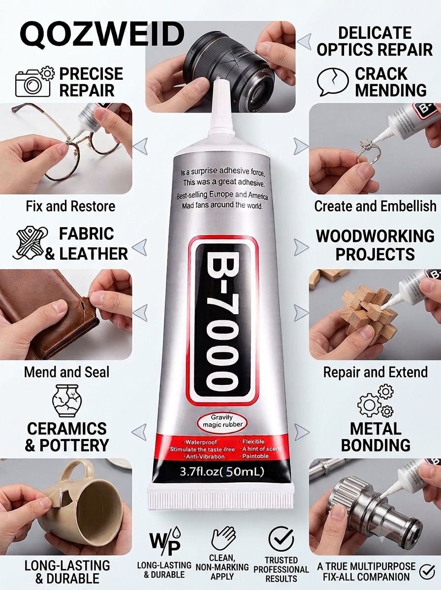 qozweid B7000 Multi Purpose Glue 50ml for Mobile Display Crystal Fabric Plastic Glue-picture-38