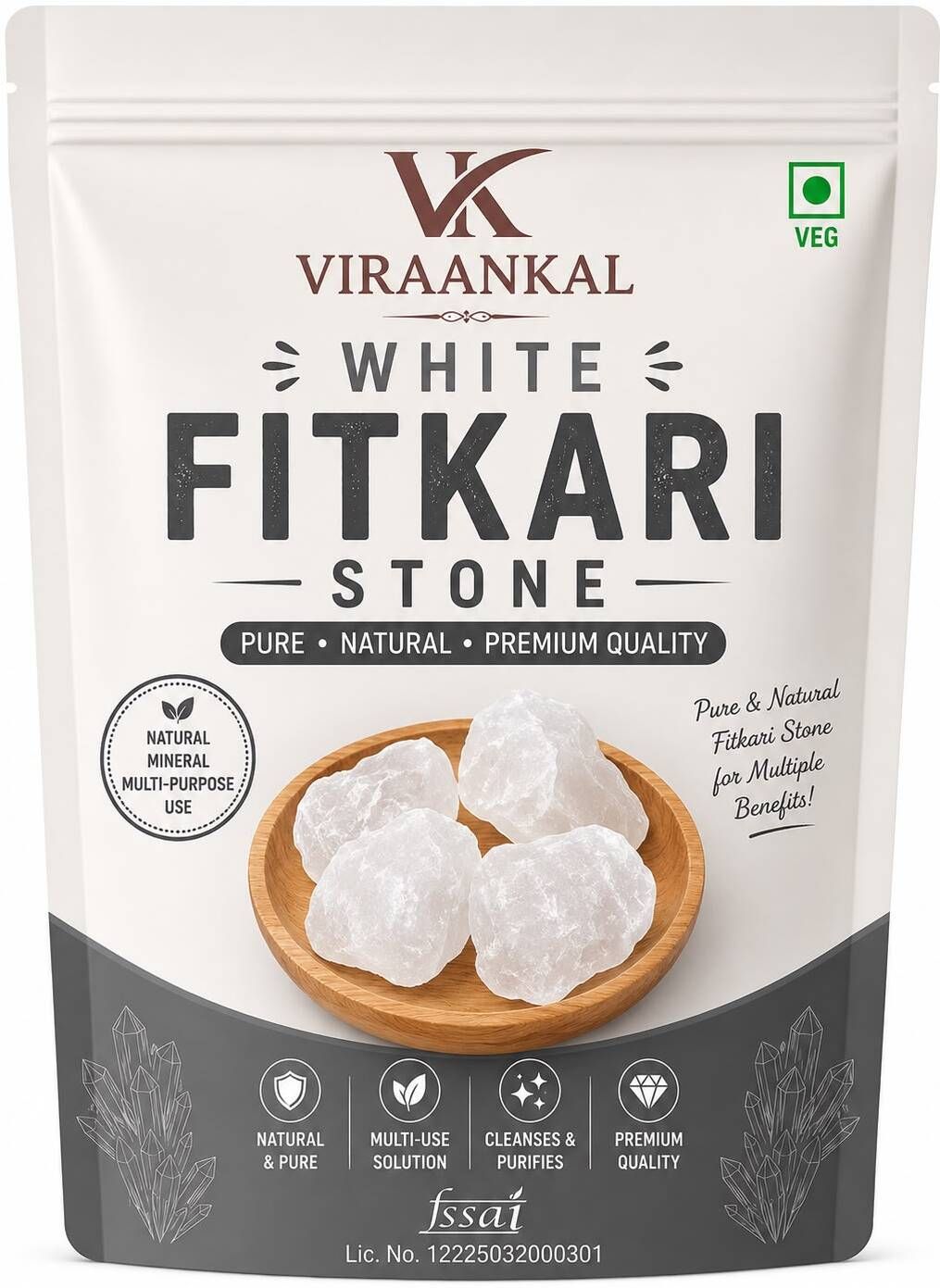 White Fitkari Stone |Natural Phitkari for Shaving, Skin Tightening, Vastu-image-1
