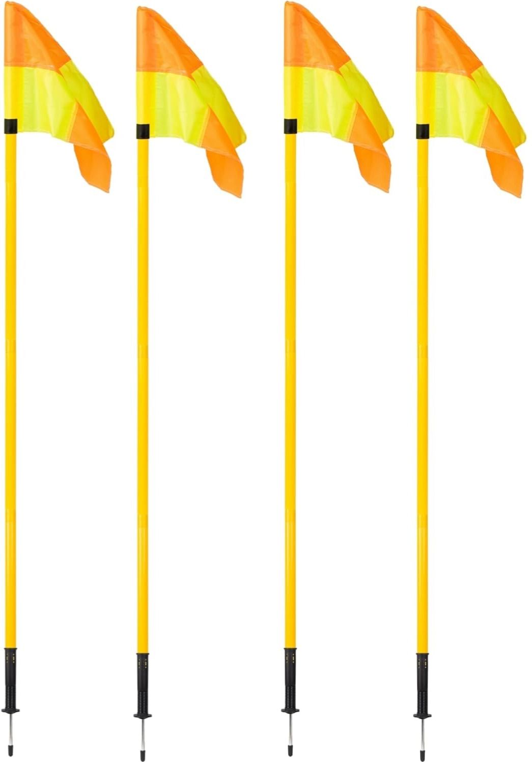 4 Pc Spring Corner flags Portable Soccer Flags Soccer Poles Y/O Two Piece Agility Pole