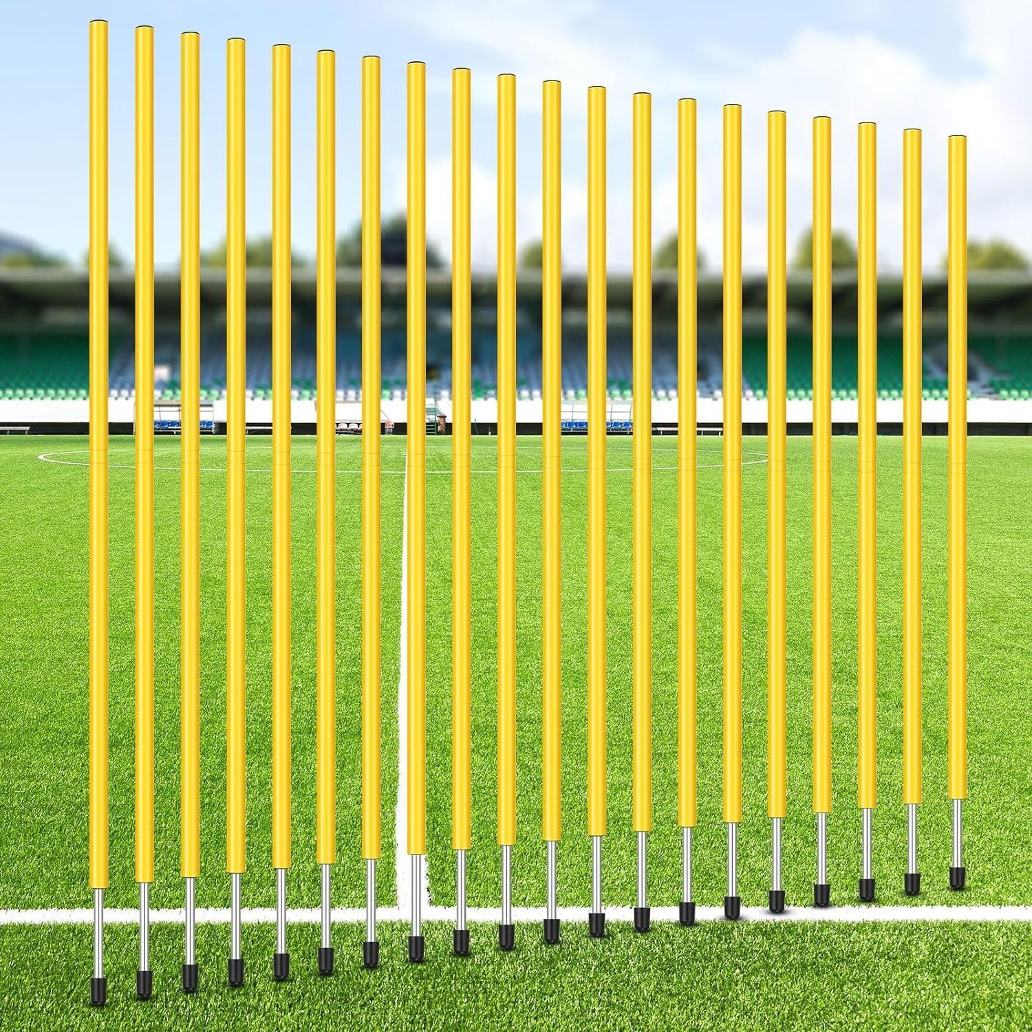 5 Pcs Training Agility Poles 5ft lalom Adjustable Soccer Training Poles Two Piece Agility Pole
