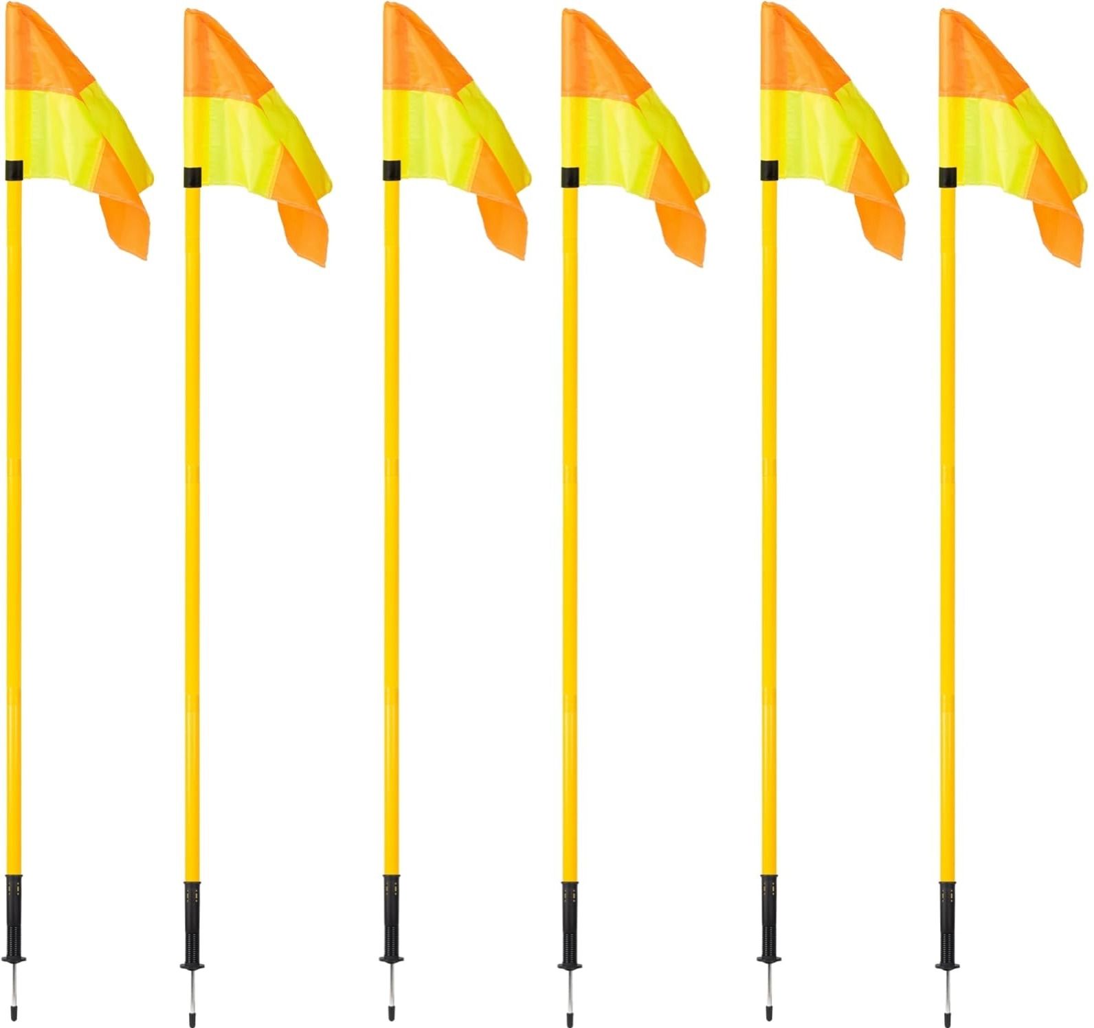 lcarno 6 Pc Spring Corner flags Portable Soccer Flags Soccer Poles Y/O Two Piece Agility Pole-picture-35