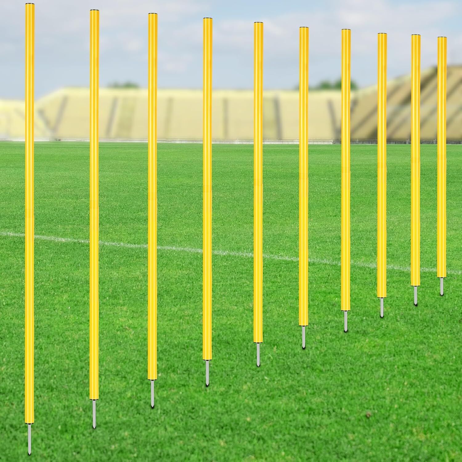 fitdex 10 Pcs Training Agility Poles 5 Feet Multifunctional Soccer Poles Two Piece Agility Pole-picture-35