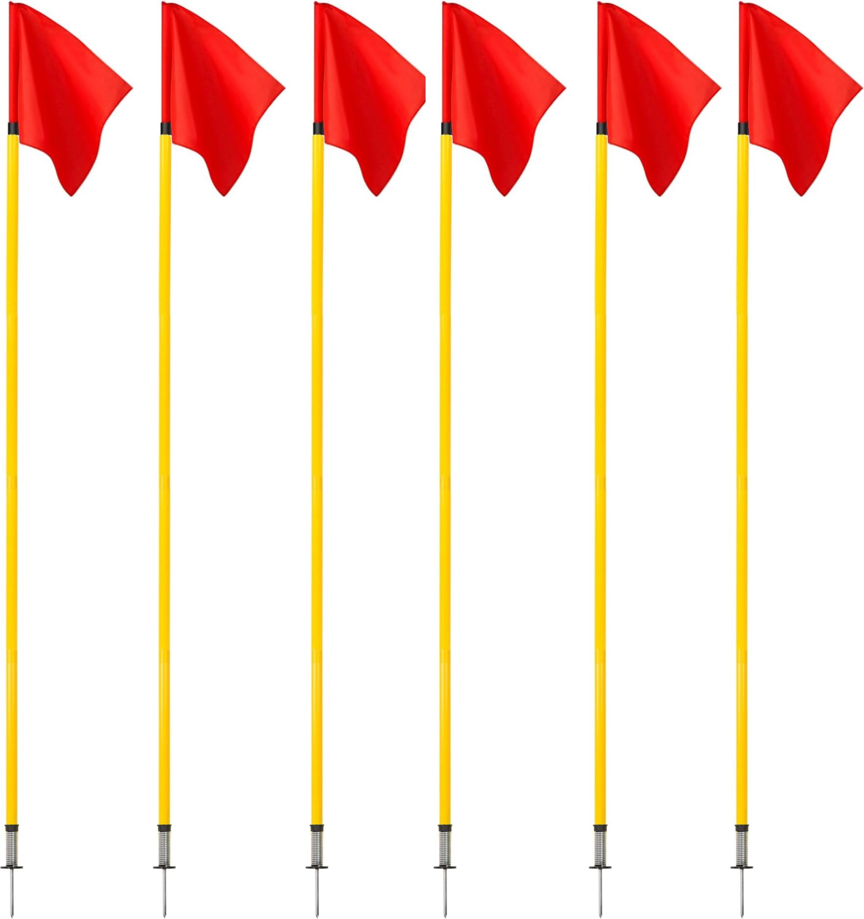 6 Pc Spring Corner flags Portable Soccer Flags Soccer Poles Two Piece Agility Pole