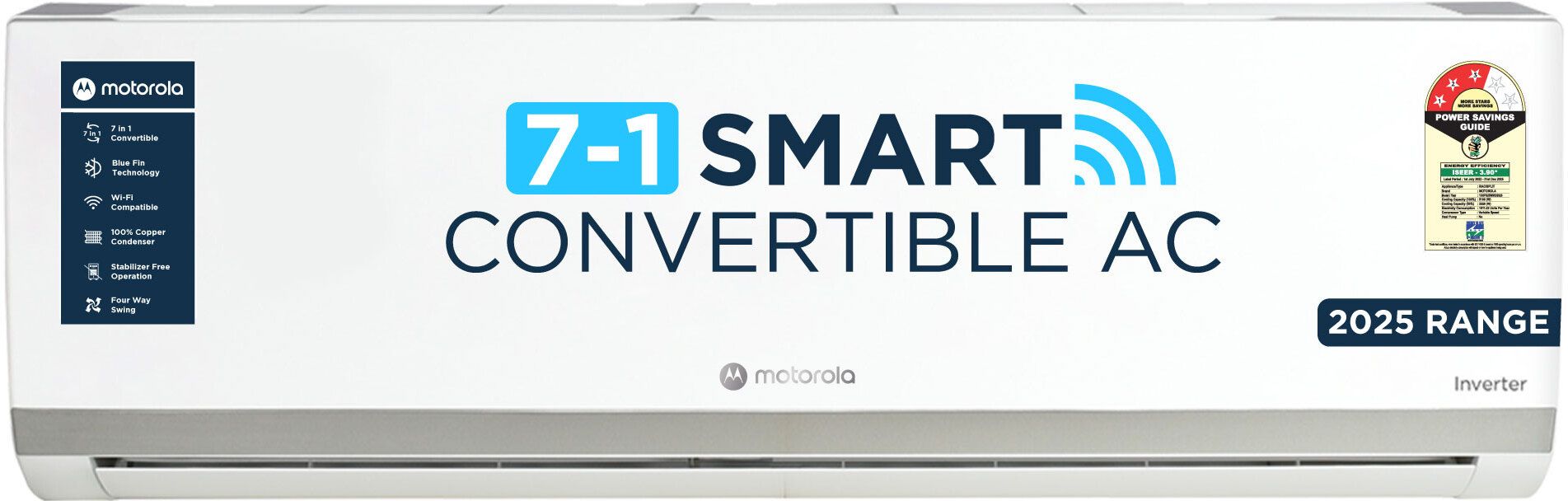 2025 1.5 Ton 3 Star Split Inverter Expandable 7-in-1 Convertible with Rapid cool technology AC with Wi-fi Connect- White