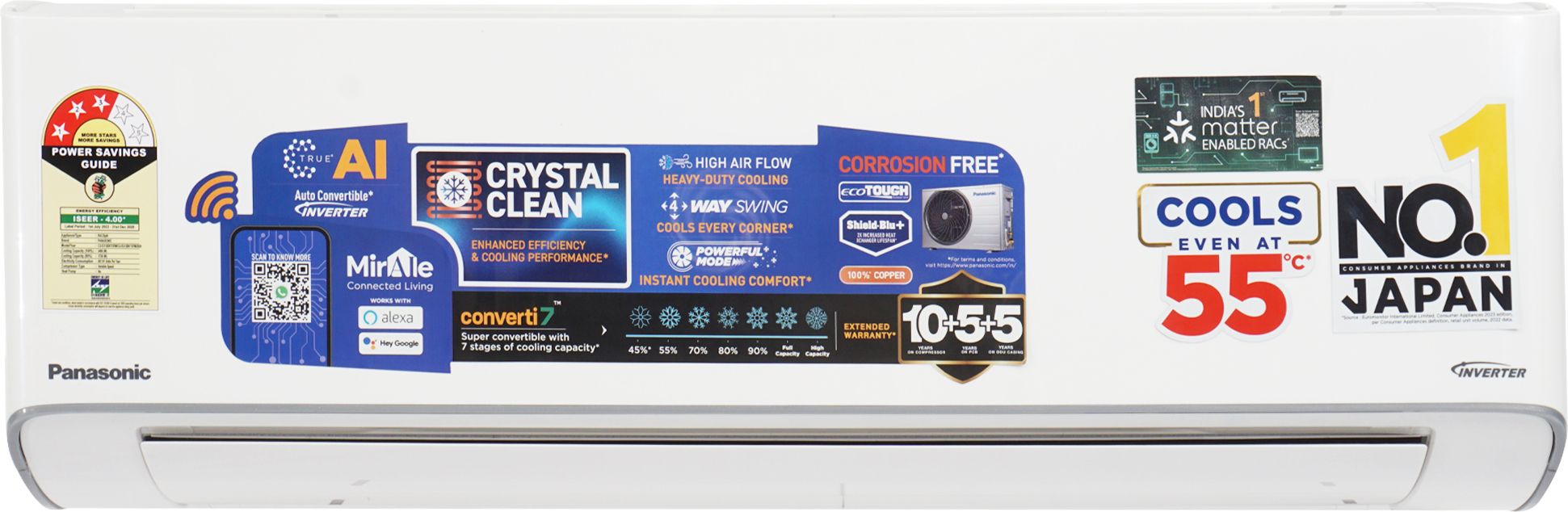 panasonic 1 Ton 3 Star Split Inverter AC with Wi-fi Connect - White, Grey-picture-14