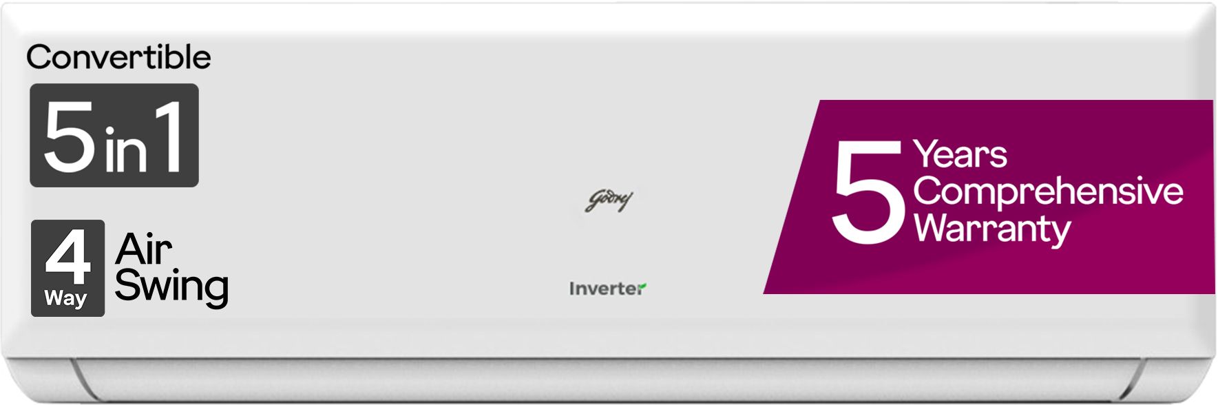 5-In-1 Convertible 2024 Model 1.5 Ton 4 Star Split Inverter 4 Way Air Swing And Heavy Duty Cooling at Extreme Temperature AC- White