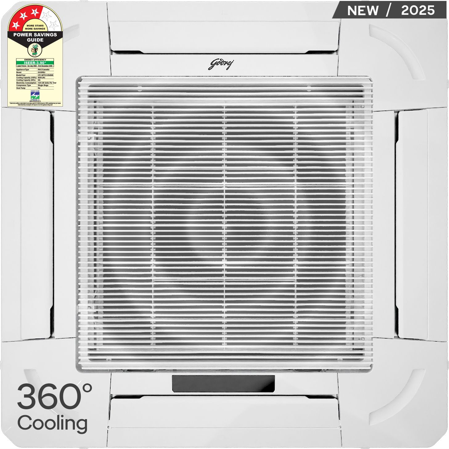 godrej 360 Degree Cooling 2 Ton 3 Star Cassette With Anti Dust Filter AC - White-picture-8