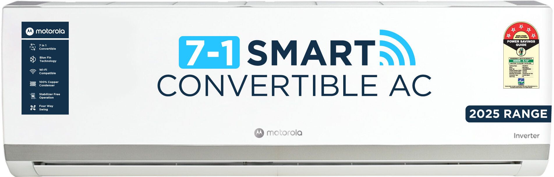 2025 1.5 Ton 5 Star Split Inverter Expandable 7-in-1 Convertible with Rapid cool technology AC with Wi-fi Connect- White