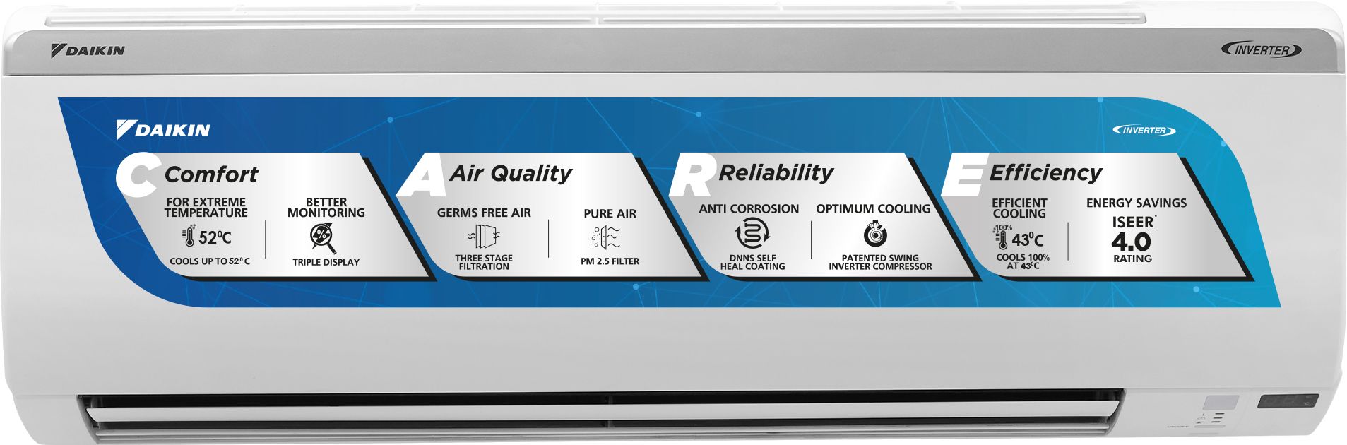 2024 Model 1.5 Ton 3 Star Split Inverter AC with PM 2.5 Filter- White