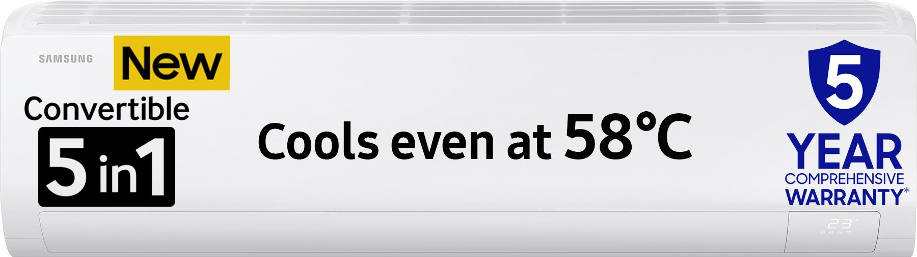 2025 Model 5 Step Convertible 1 Ton 3 Star Split Inverter with Powerful cooling & Energy saving, 120% expandable AC- White