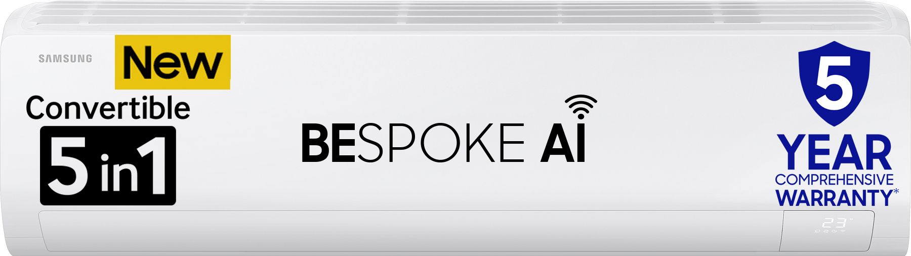 2025 Model Bespoke AI, 5 Step Convertible 1.5 Ton 5 Star Split Inverter with Powerful cooling & Energy saving, 120% expandable AC with Wi-fi Connect- White