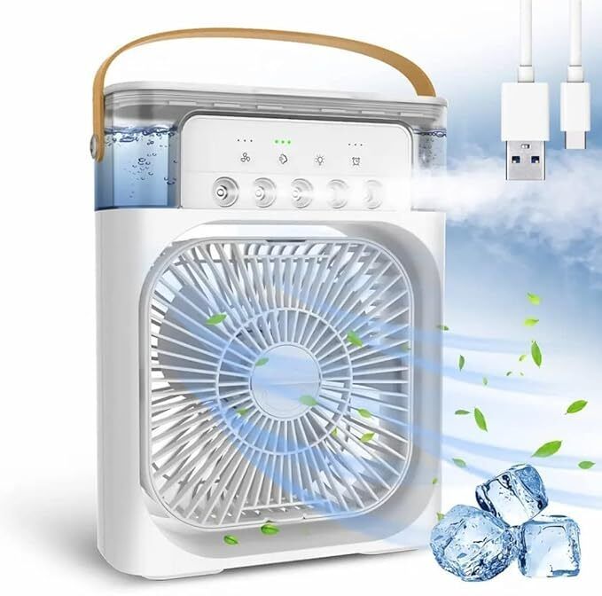 Tirsil Mini Cooler for Room Cooling AC Portable Mini Fan Artic Cooler Mini Personal Evaporative Cooler with 3 Speeds, 1pcs USB Cable-image-2
