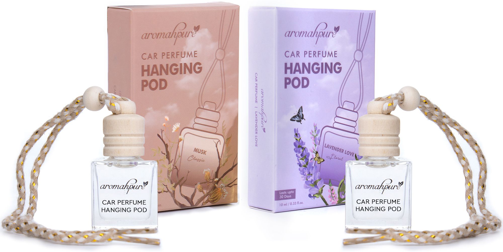 aromahpure Car Perfume Hanging Pod Lavender, Musk Combo Car Air Freshener Car Freshener Diffuser-picture-26