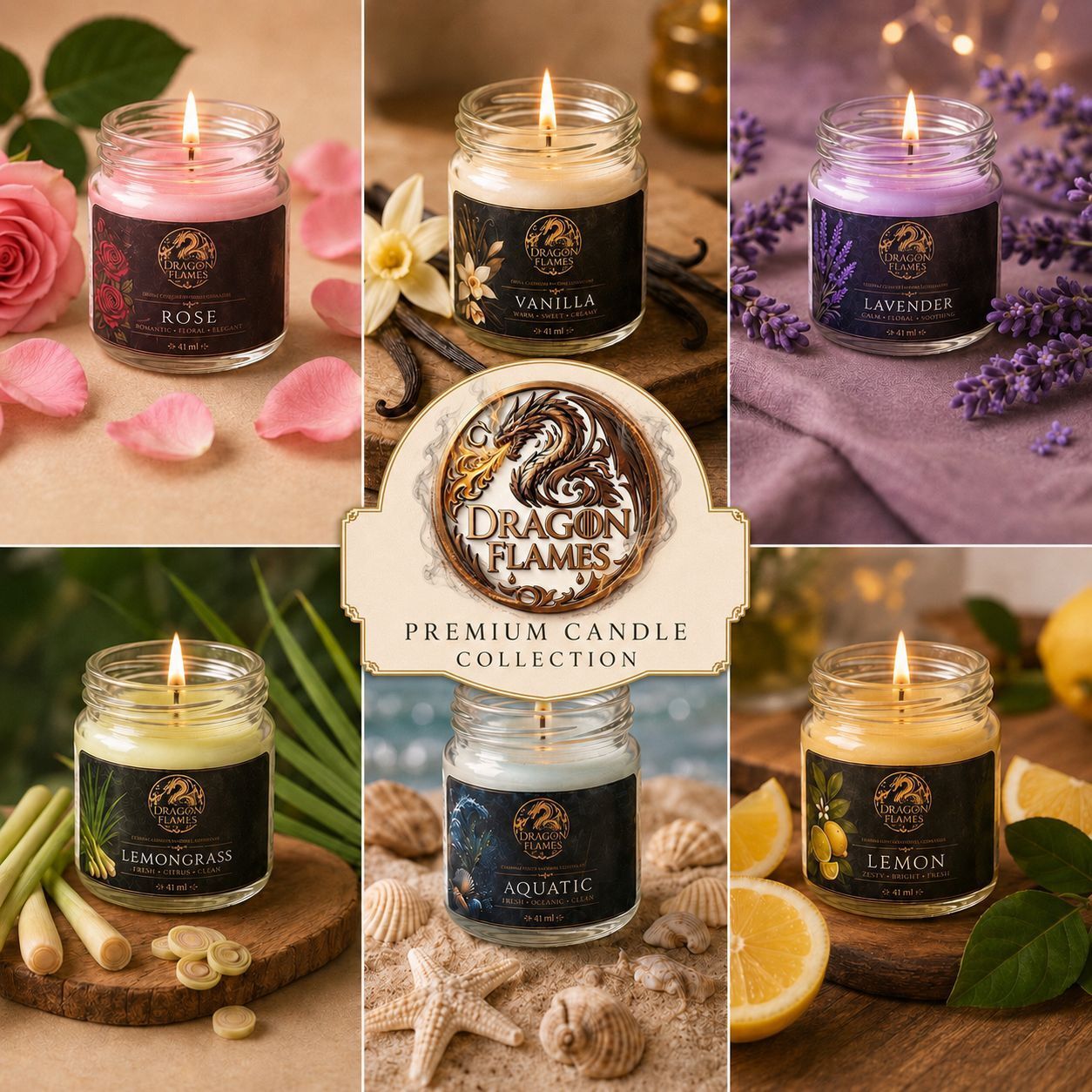 Lemongrass, rose, Lavender, aqua, Vanilla, lemon Diffuser Set, Potpourri Dragonflamesluxury Scented perfumed Candles Gift Sets, Spa Aromatherapy Soy Wax Candles, Hand Made Gift Set,Decoration and Relaxation Long Lasting Fragrance,Decorative Glass mini Jars.(Pack of 6)-image-41