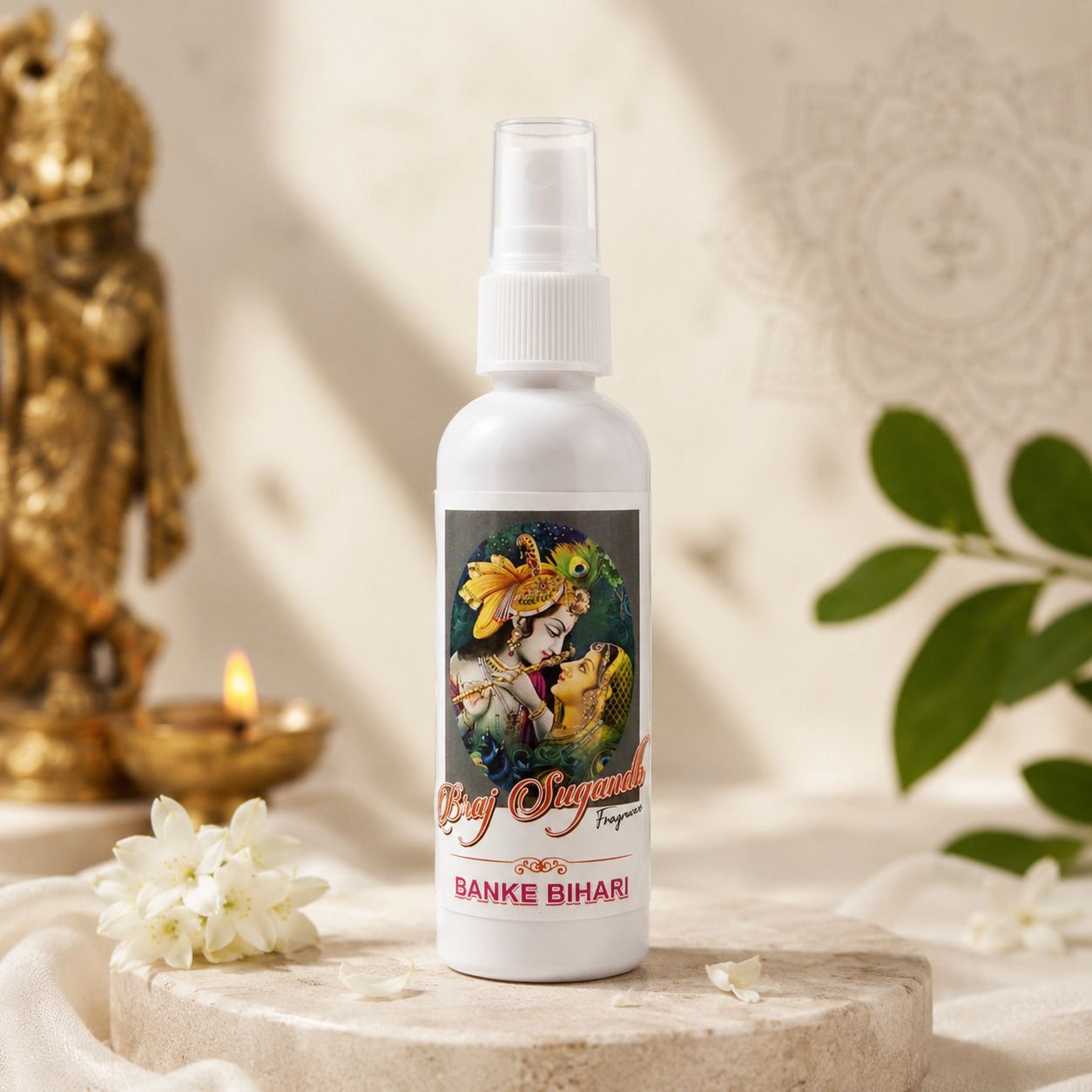 Unique and spiritual purpose Spray Braj Sugandh Banke Bihari Spiritual Fragrance Spray 100 ml | Natural Room & Puja Air Freshener | Long Lasting Divine Aroma-image-1