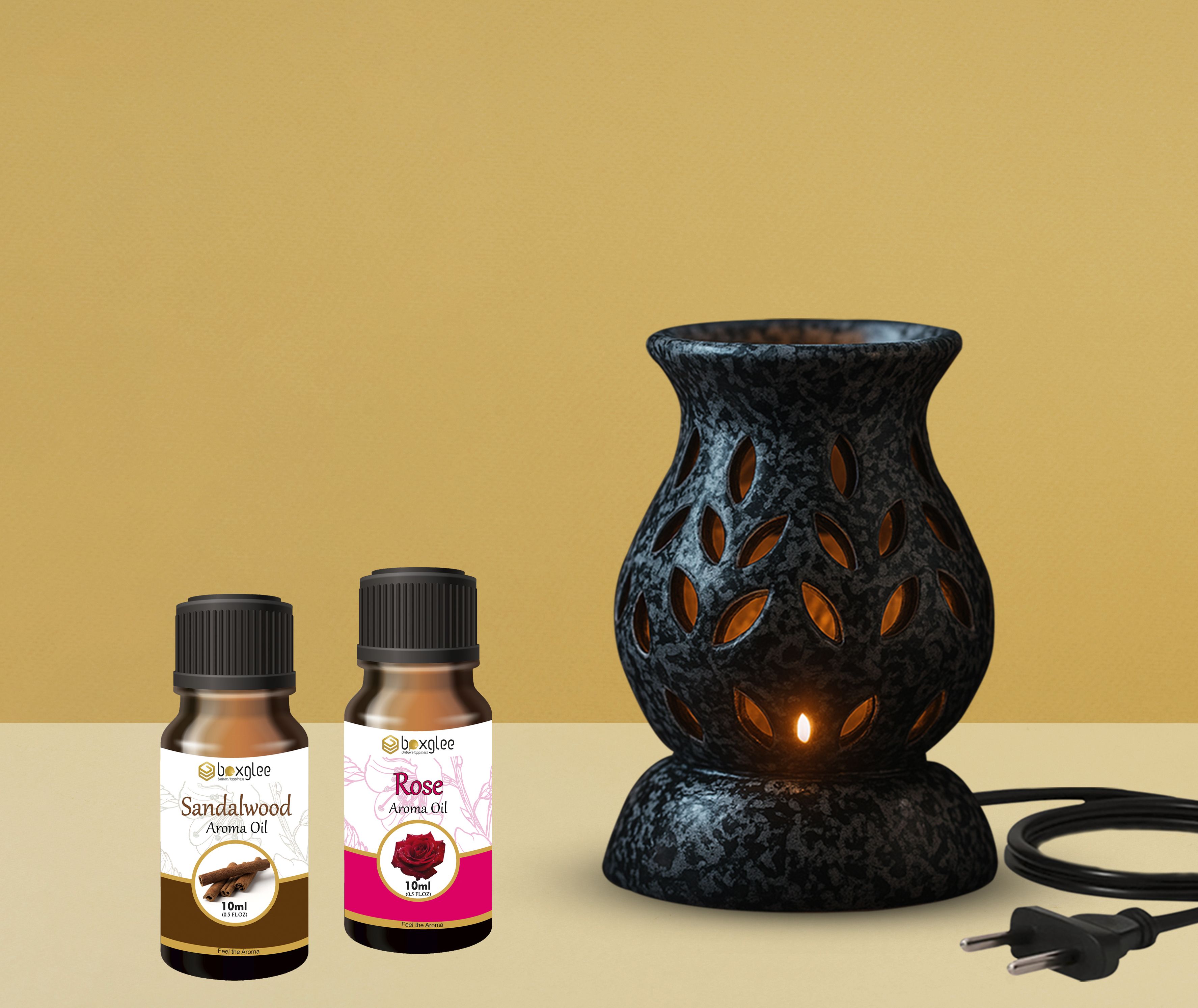 Black Ceramic Electric Aroma Oil Burner/Oil Diffuser for Room Fragrance Diffuser Set