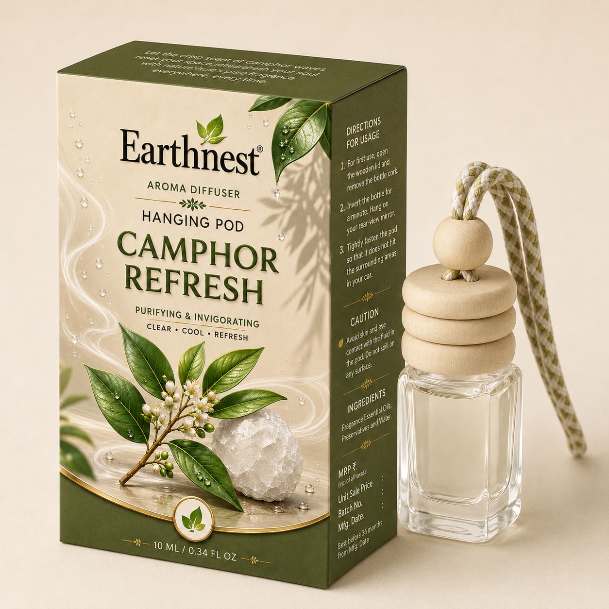 earthnest Camphor Diffuser, Aroma Oil Camphor Car Handing Pod | Car Hanging Perfume | Car Freshner-picture-20