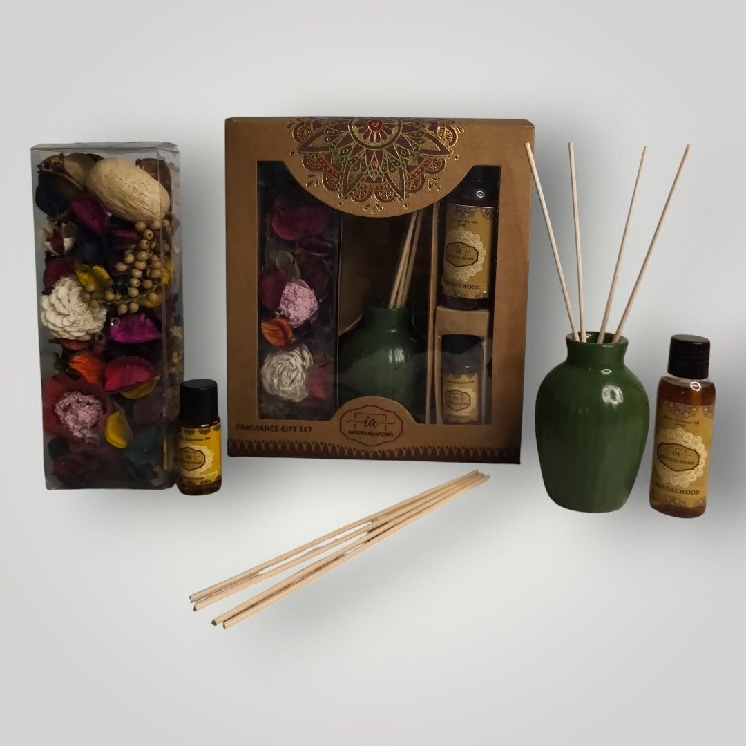 imperium aroma Sandalwood Essential Oil Reed Diffuser 50 ml | Ceramic Diffuser Set, Potpourri 50 g with 15 ml Oil | 8 Sticks | Fresh Home Scent for Bedroom, Livingroom & Offices-picture-16