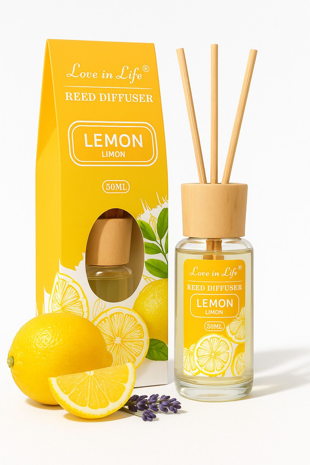 krujyam Lemon 6 Fiber Stick Natural, Smoke Less Room Freshener Aroma Diffuser Set-picture-19