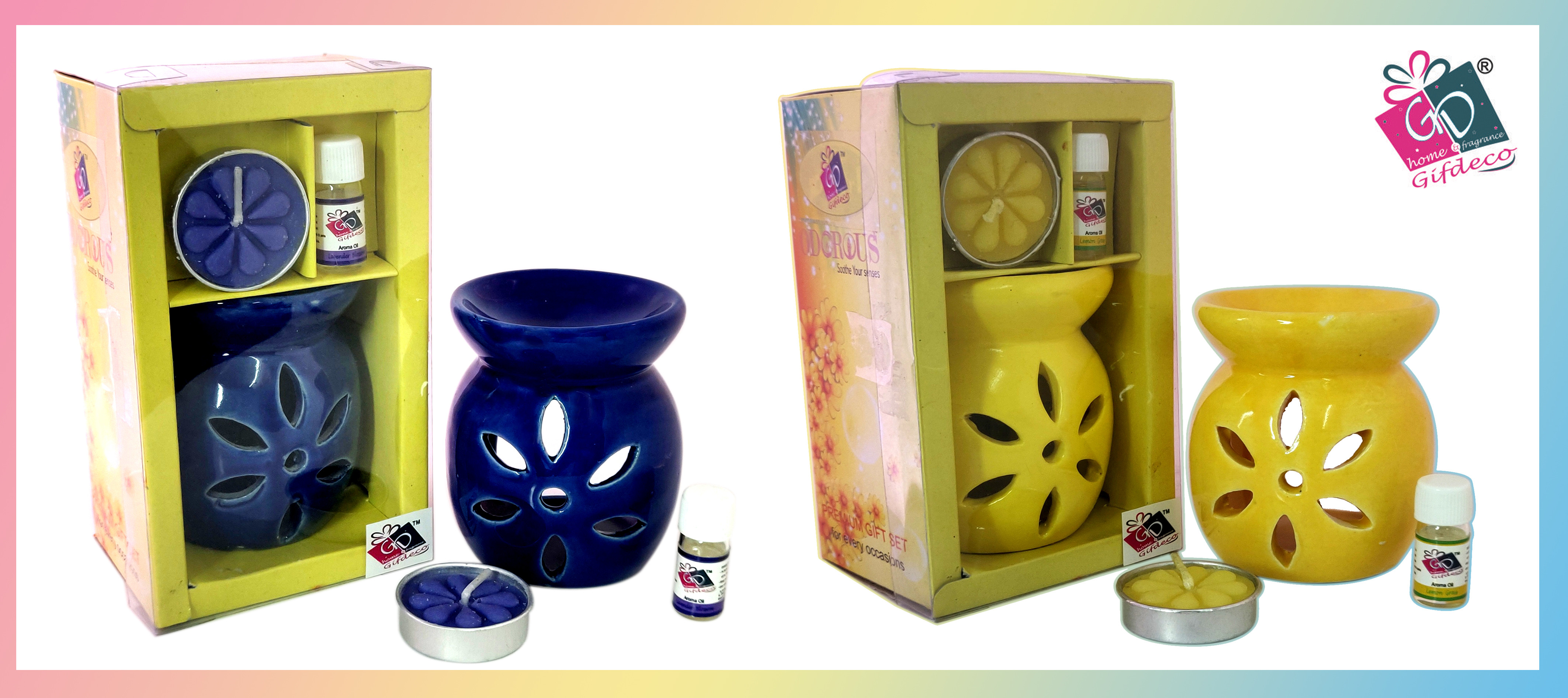 gifdeco LAVENDER, LEMON GRASS Diffuser Set, Diffuser, Aroma Oil image 1