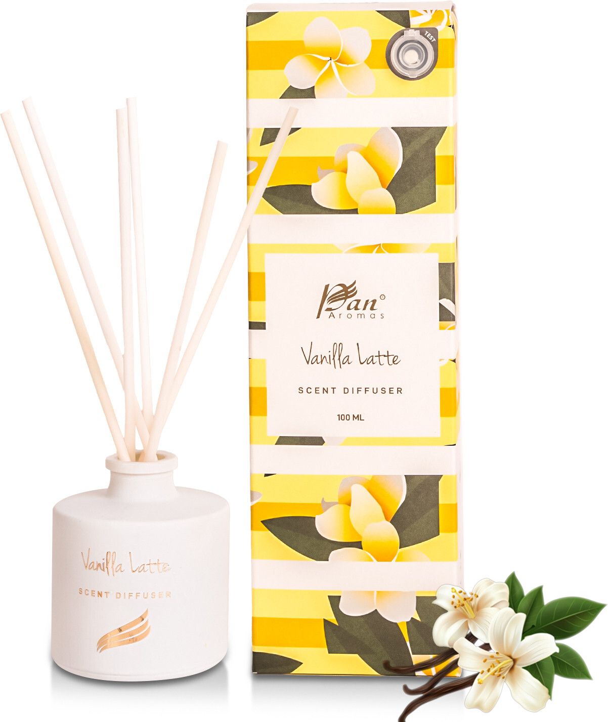 pan aromas Vanilla Latte Crystal Collection - Reed Diffuser Set-picture-0