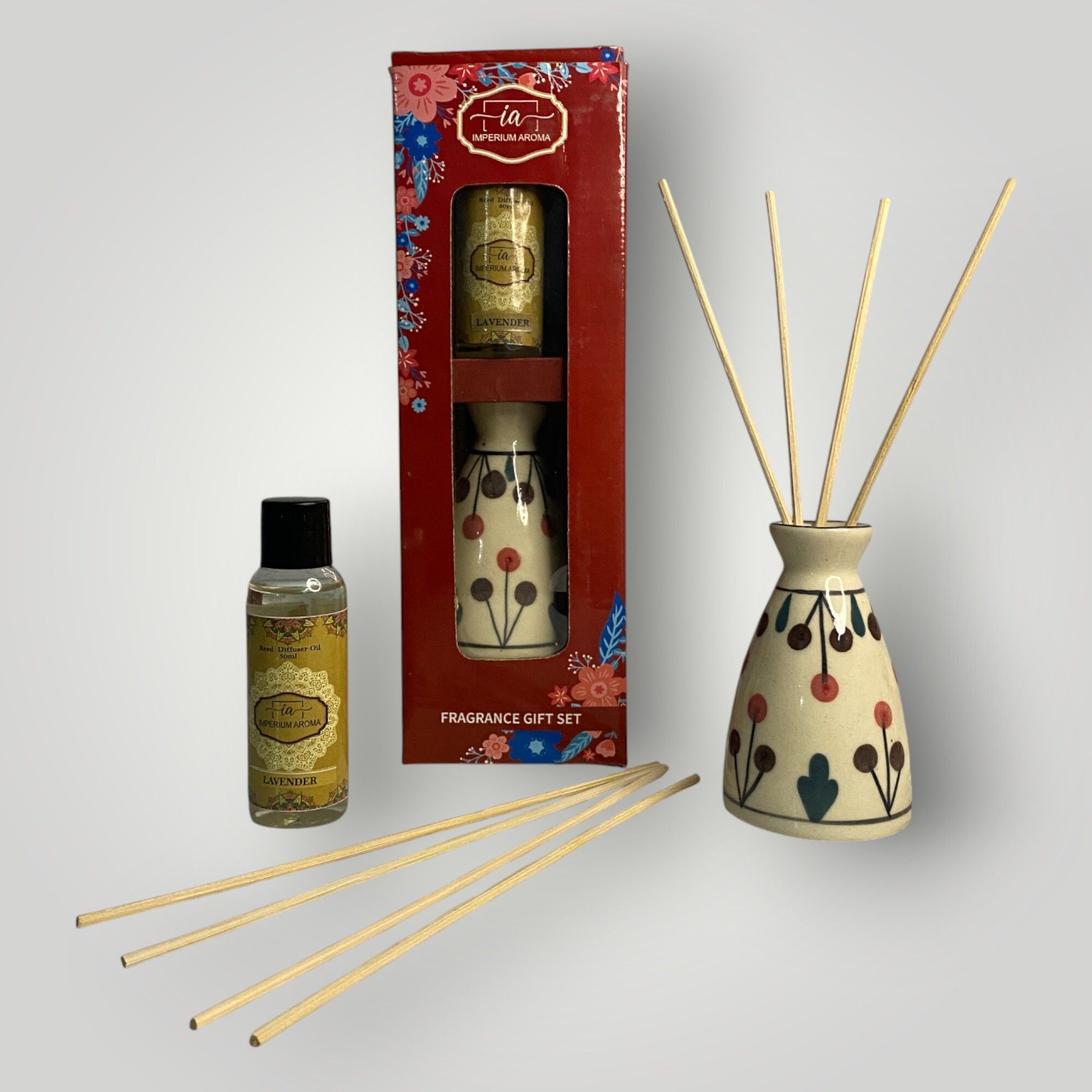 imperium aroma Lavender Diffuser Set, Potpourri Premium Levender Bloom Home Aroma Set – 50g Jasmine Floral Oil with 15ml Refresher | 8 Rattan Sticks-picture-8