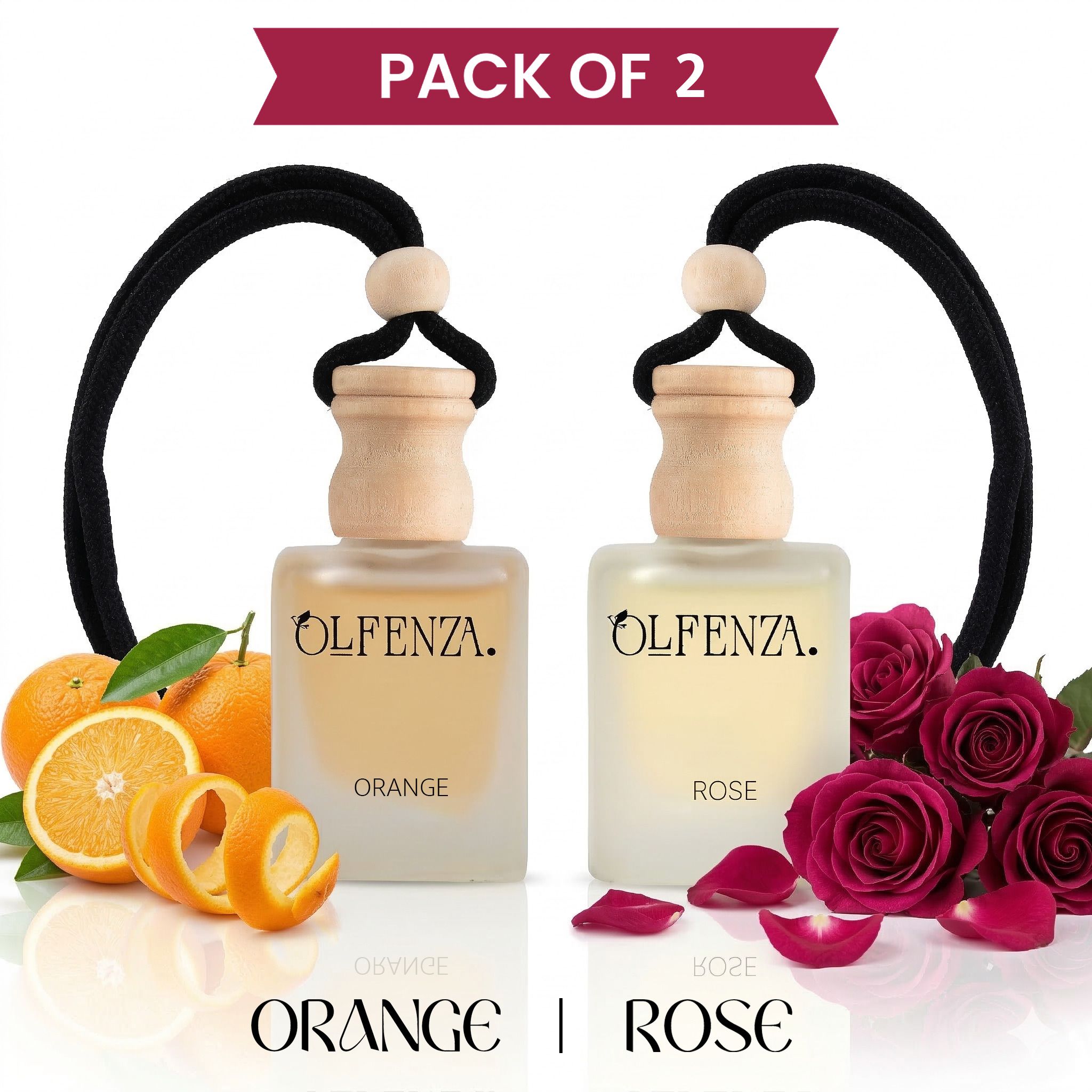 Orange, ROSE Diffuser Car Freshener Hanging Perfumes Long Lasting Fragrance 10+10ML-image-23