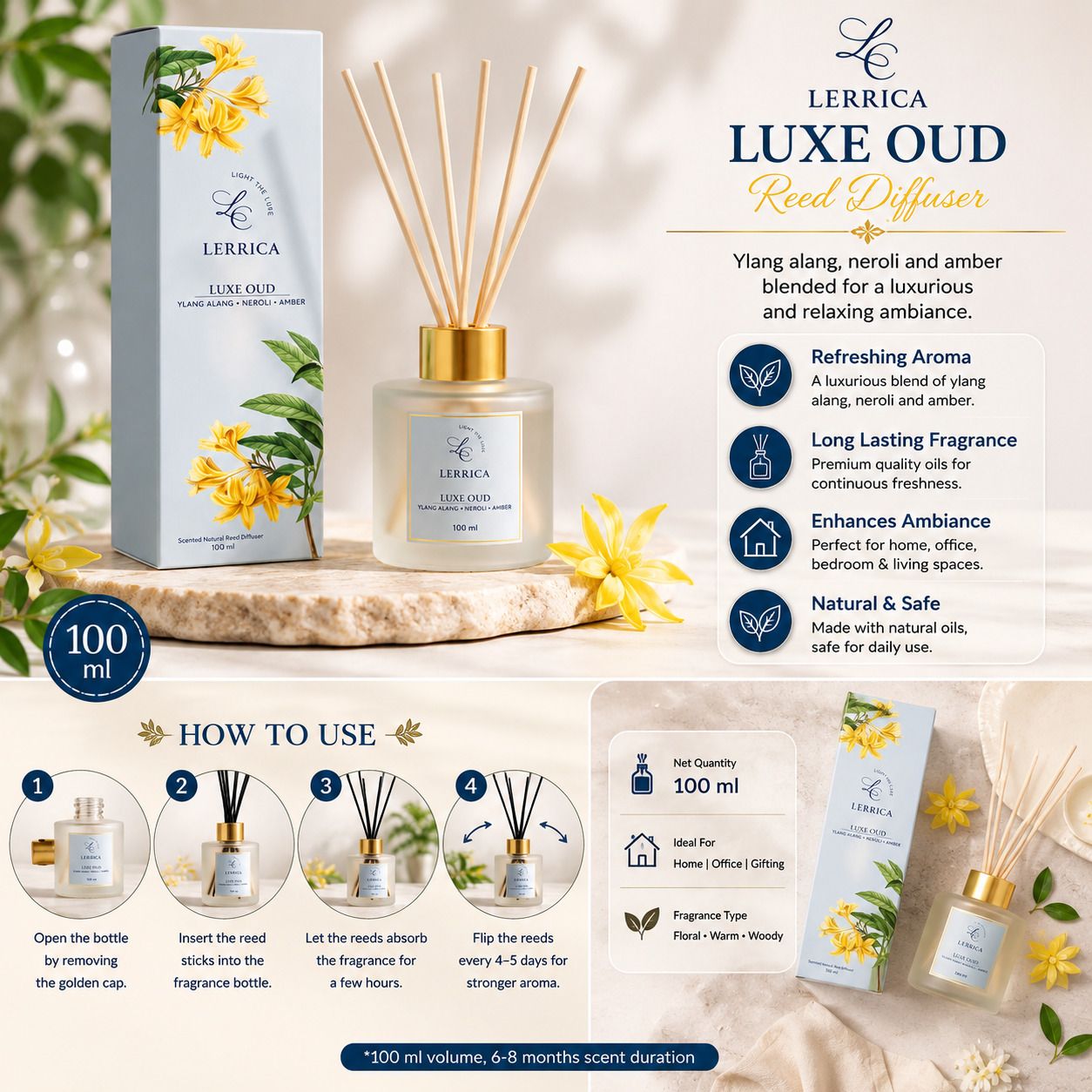 Luxe Oud Diffuser Set Scented Reed Diffuser Luxe Oud LC00152-image-12