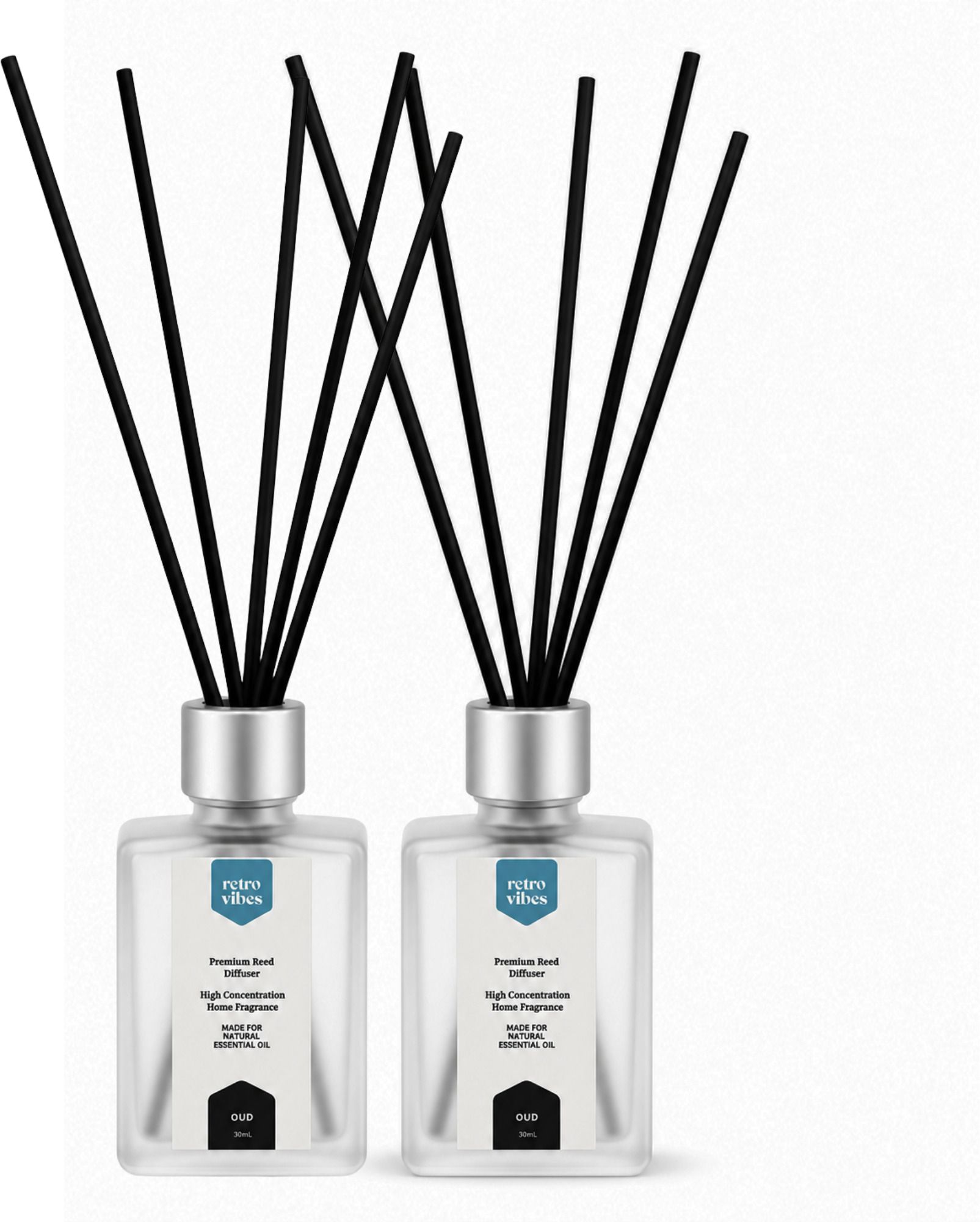 retro vibes Oud Diffuser Set Reed Diffuser 30Ml with 5 Reed - Oud ( Pack 2 )-picture-2