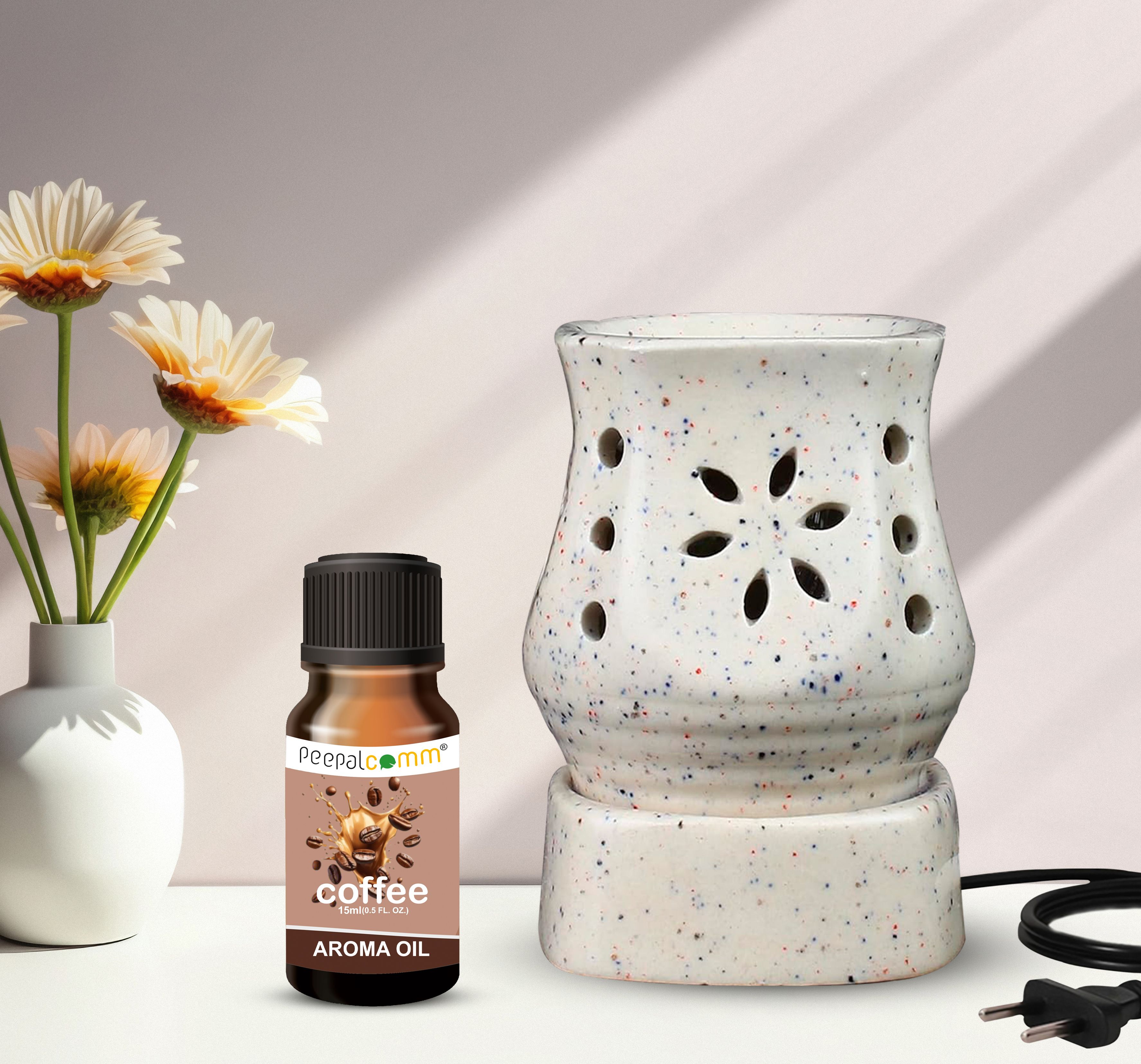 peepalcomm Premium Ceramic Aroma Diffuser With 1 Coffee Fragrance 15ml Diffuser Set Diffuser for Home Fragrance with Highly Scented Aroma Oils (White) S19-picture-41