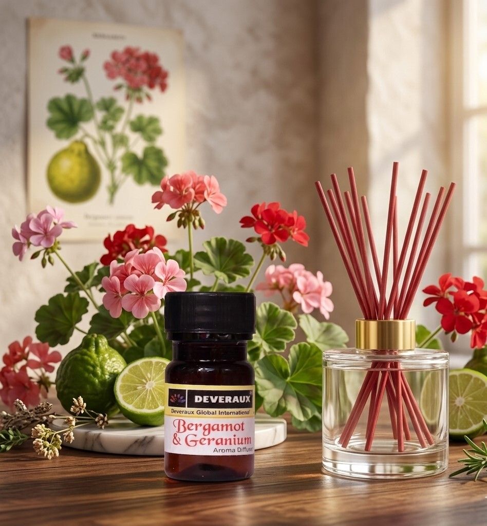 deveraux Bergamot & Geranium Diffuser Set 10 ml Bergamot & Geranium glass reed diffuser set-picture-24