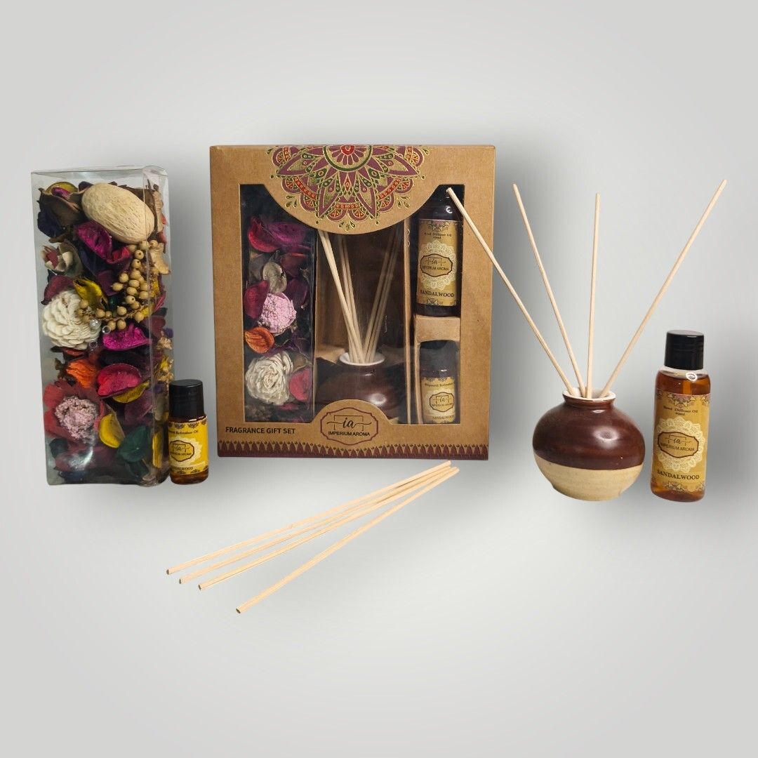 imperium aroma Sandalwood Reed Diffuser | 50 ml Essential oil | Ceramic Diffuser Set, Potpourri 50 g with 15 ml Aroma Oil | 8 Sticks | Pleasant Scent for Bedroom, Livingroom & Offices-picture-21
