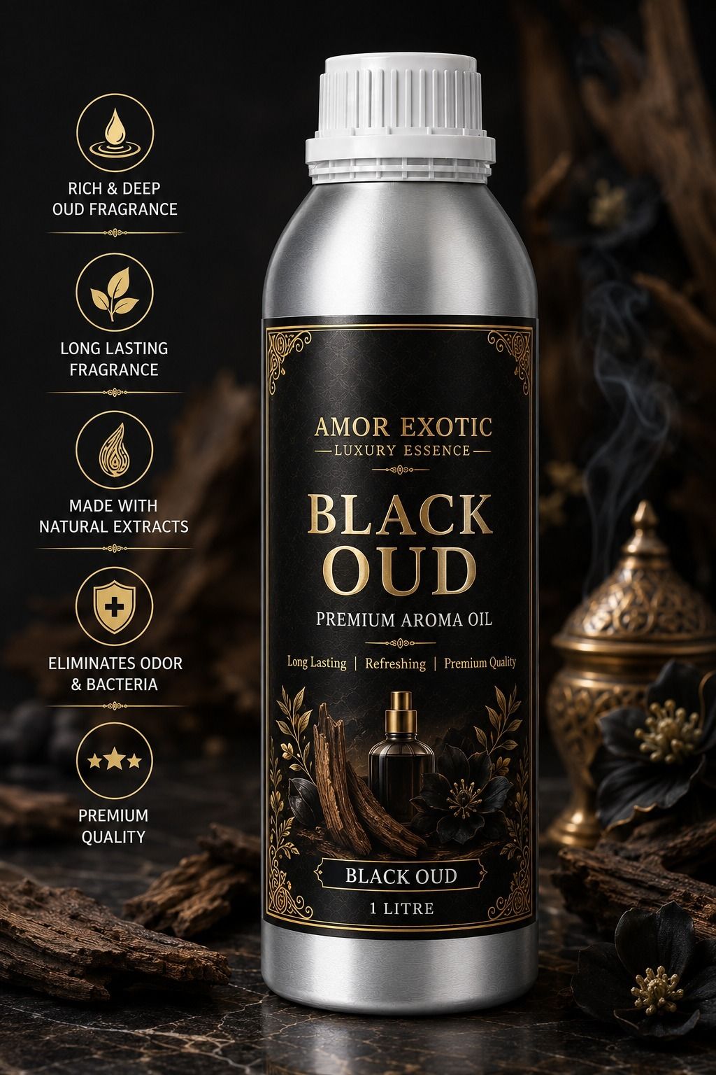 Black Oud Aroma Oil Black Oud Premium Aroma Oil 1 Litre | Long Lasting Oud Fragrance-image-9