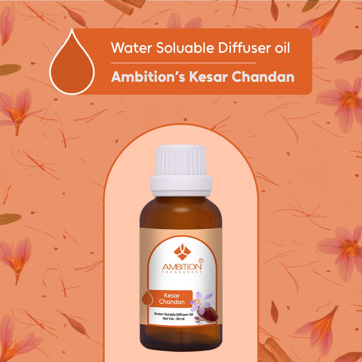 Kesar chandan Aroma Oil Water-Soluble Diffuser Oil – Long Lasting Aromatherapy Essential Oil Blend for Ultrasonic Humidifier Water Diffusers-image-32