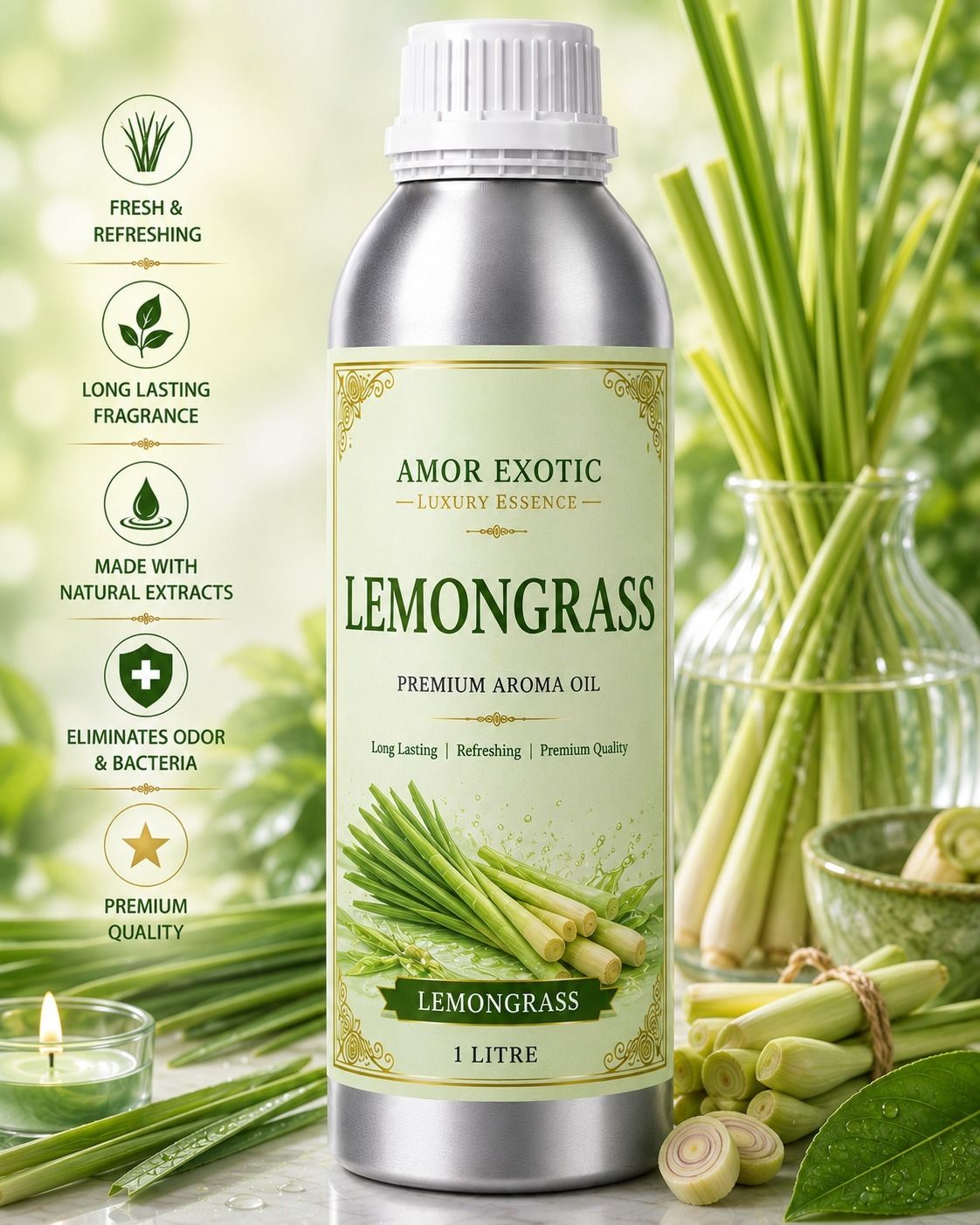 Lemongrass Aroma Oil Lemongrass Premium Aroma Oil 1 Litre | Long Lasting Lemongrass Fragrance-image-41