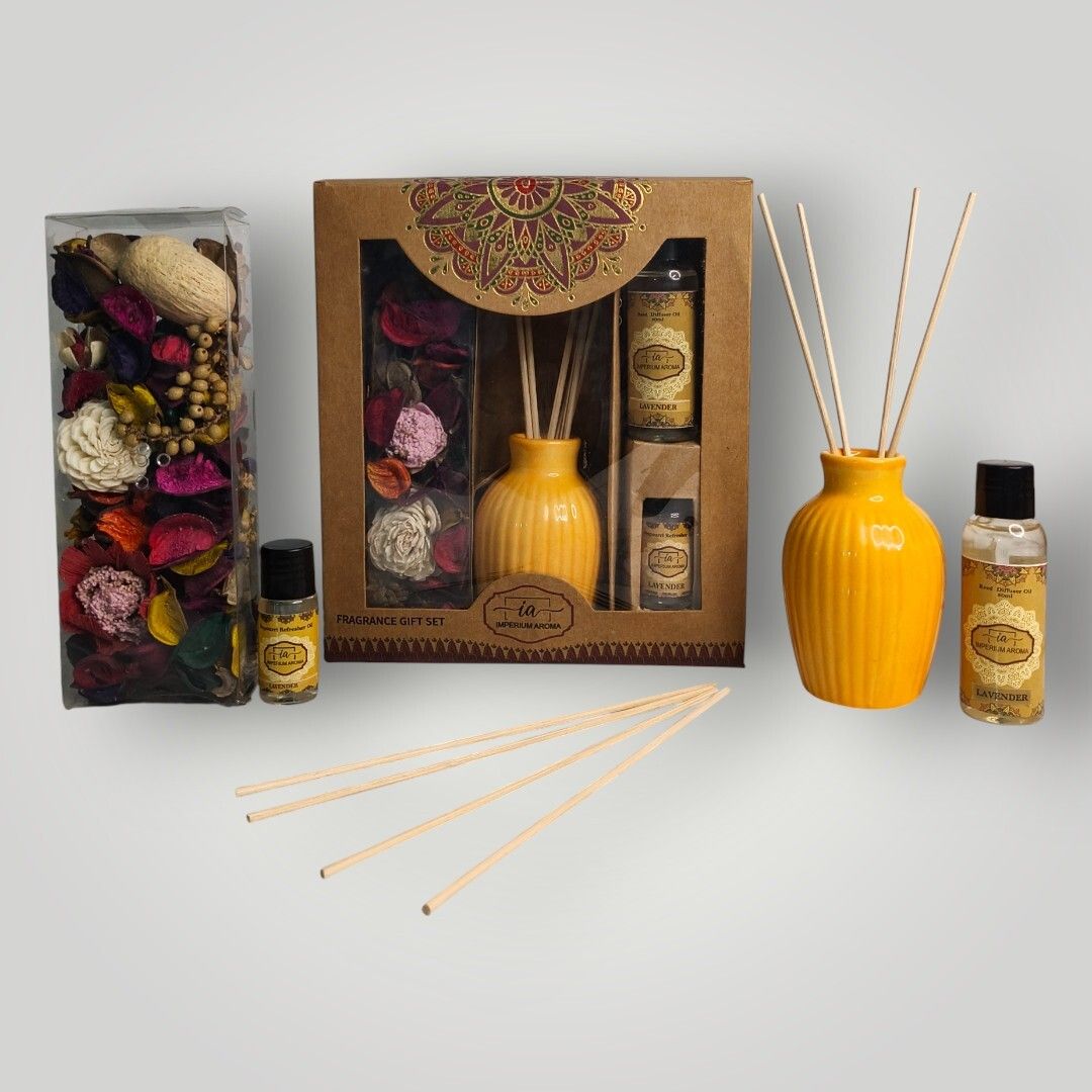 imperium aroma Lavender Aroma Reed Diffuser | 50 ml Oil | Décor Set Diffuser, Potpourri 50 g with 15 ml Premium Refresher | 8 Sticks | Calm Aroma for Home & Offices-picture-9