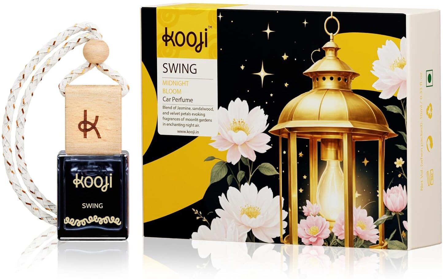 Midnight Bloom Refill Swing - Hanging Car Perfumes - Midnight Bloom 10 ML, Premium Car Freshener - Jasmine, Sandalwood, Velvet Petals, Natural & Vegan Ingredients, Long-Lasting Aroma for Car, Office - Up to 60 Days-image-6