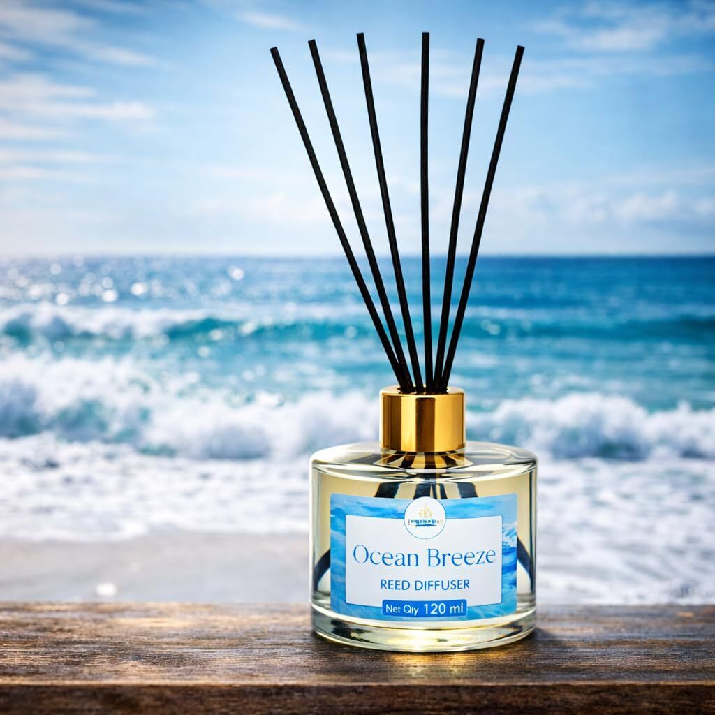 Ocean Breeze Diffuser Set Ocean Breeze Reed Diffuser Set with 6 Fiber Sticks | Long Lasting Home Fragrance-image-3