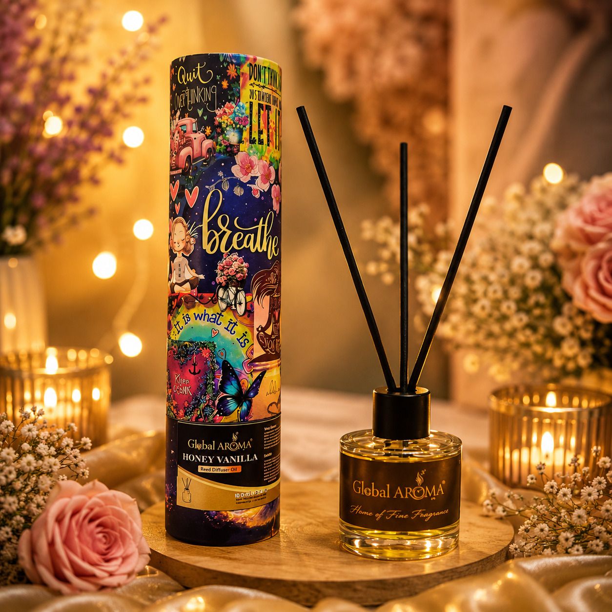 Honey Vanila Diffuser Set Honey Vanilla Long Lasting Home Fragrance Reed Diffuser Set-image-1