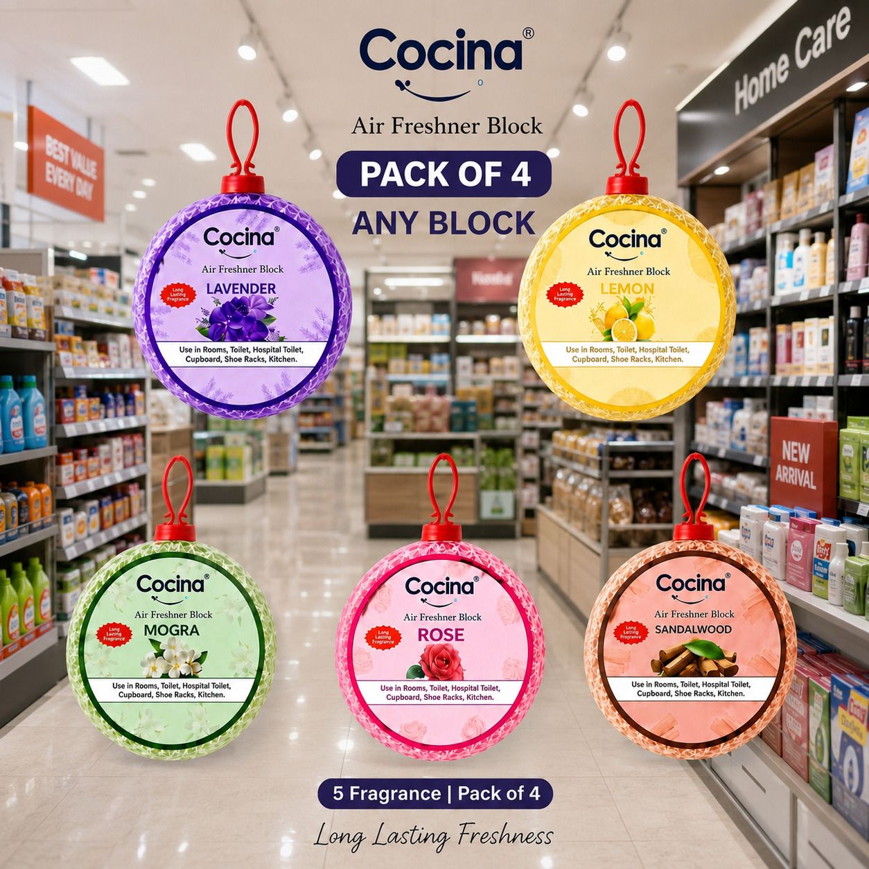 cocina air Lavender, rose, mogra, Lemon, sandalwood Blocks Keep Bad Odors Away-picture-15