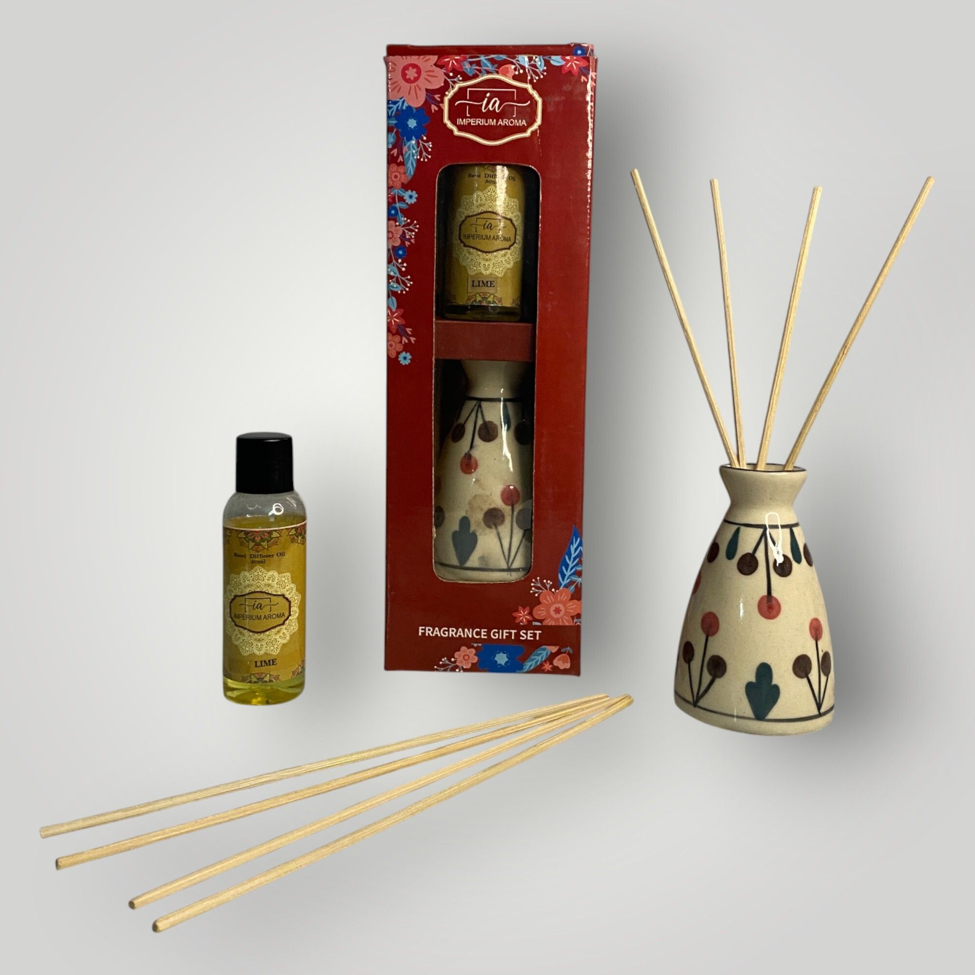 imperium aroma LIME Diffuser Set, Potpourri Premium Lime Bloom Home Aroma Set – 50g Jasmine Floral Oil with 15ml Refresher | 8 Rattan Sticks-picture-11