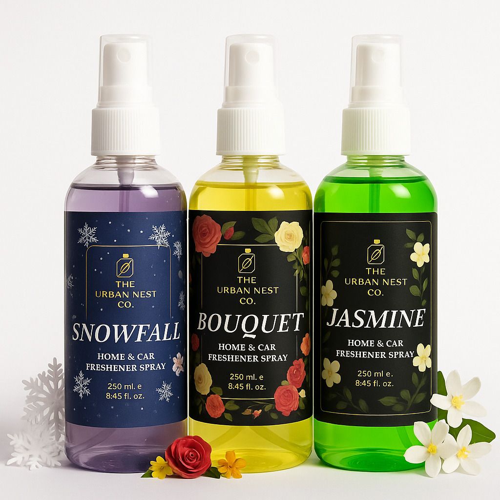 the urban nest co. SNOWFALL, BOUQUET, JASMINE Spray Home & Car Freshener Spray SNOWFALL,BOUQUET AND JASMINE AIR FRESHNER PK-3-picture-13