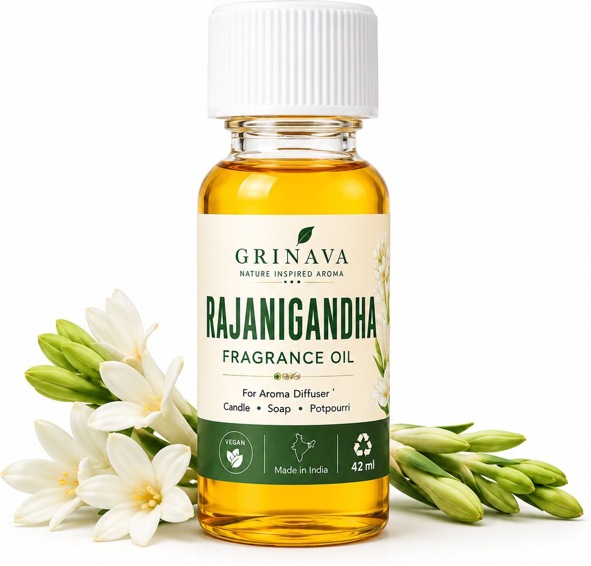 Tube Rose Aroma Oil Pure Rajanigandha Fragrance Oil (42 ml) for Aroma Diffuser, Candle & Soap Making, Potpourri-image-45