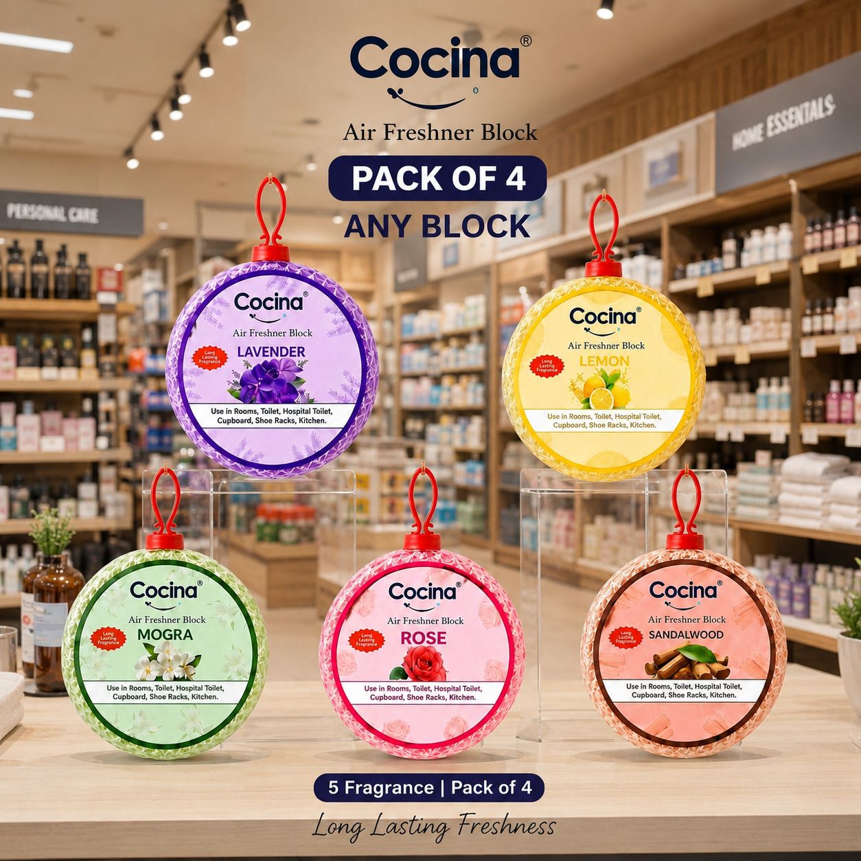 cocina air Lavender, rose, mogra, Lemon, sandalwood Blocks Lasting Fragrance Performance-picture-27