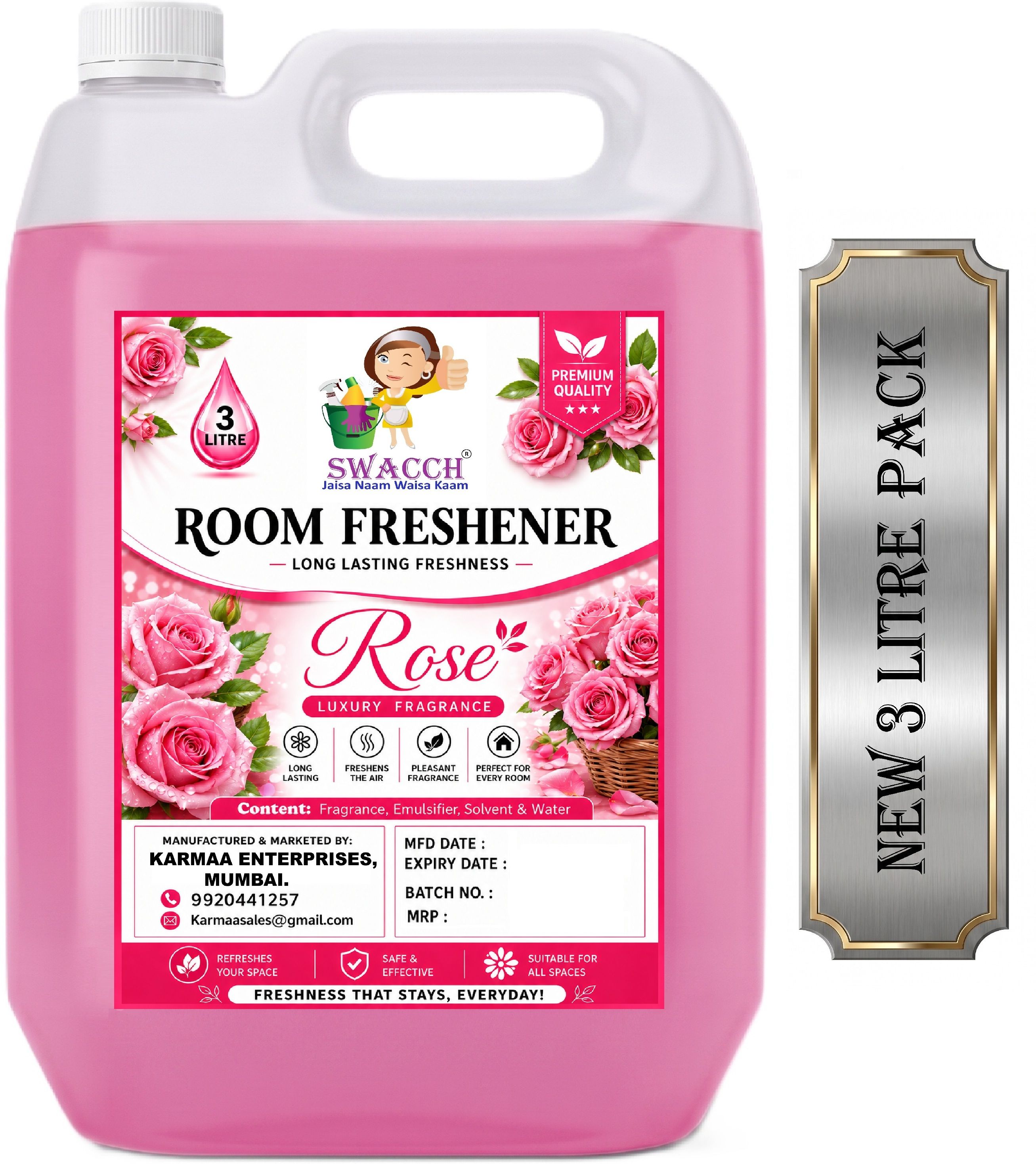 swacch Rose Refill Room Freshner For Home, Car & Wash Room, Instant Refreshing Fragrance I Ready to use I Water Based-picture-45