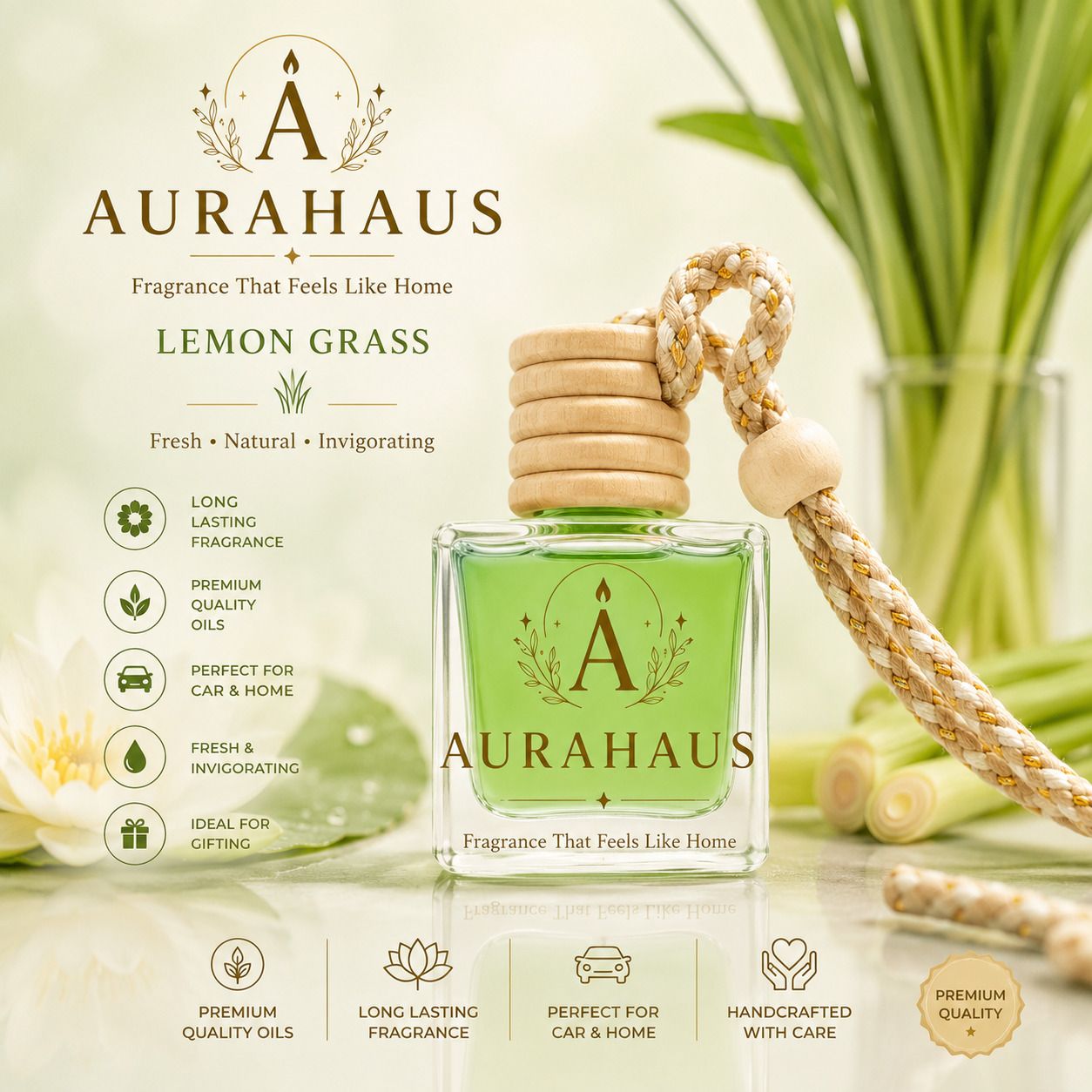 Lemon Grass Diffuser Lemon Grass Hanging Car Air Freshener | Lemon Grass Floral Fragrance | Premium Perfume Diffuser Bottle | Long Lasting Car, Home & Office-image-5