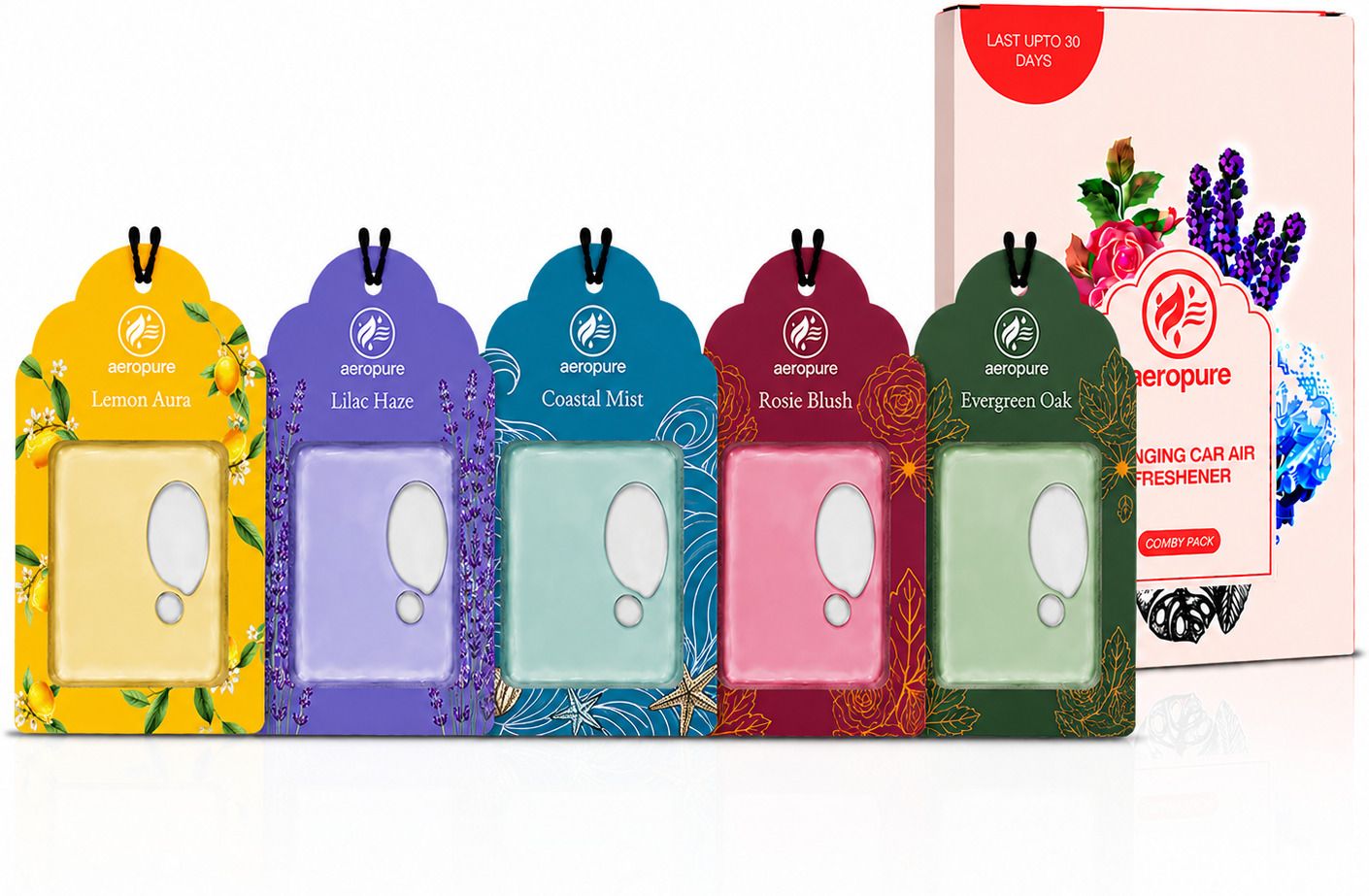COASTAL-LEMON-LILAC-ROSIE-GREEN Diffuser Set Gel Wink Hanging Perfume | Long-Lasting Gel Based Car Air Freshener | Last Up to 30 Days-image-12