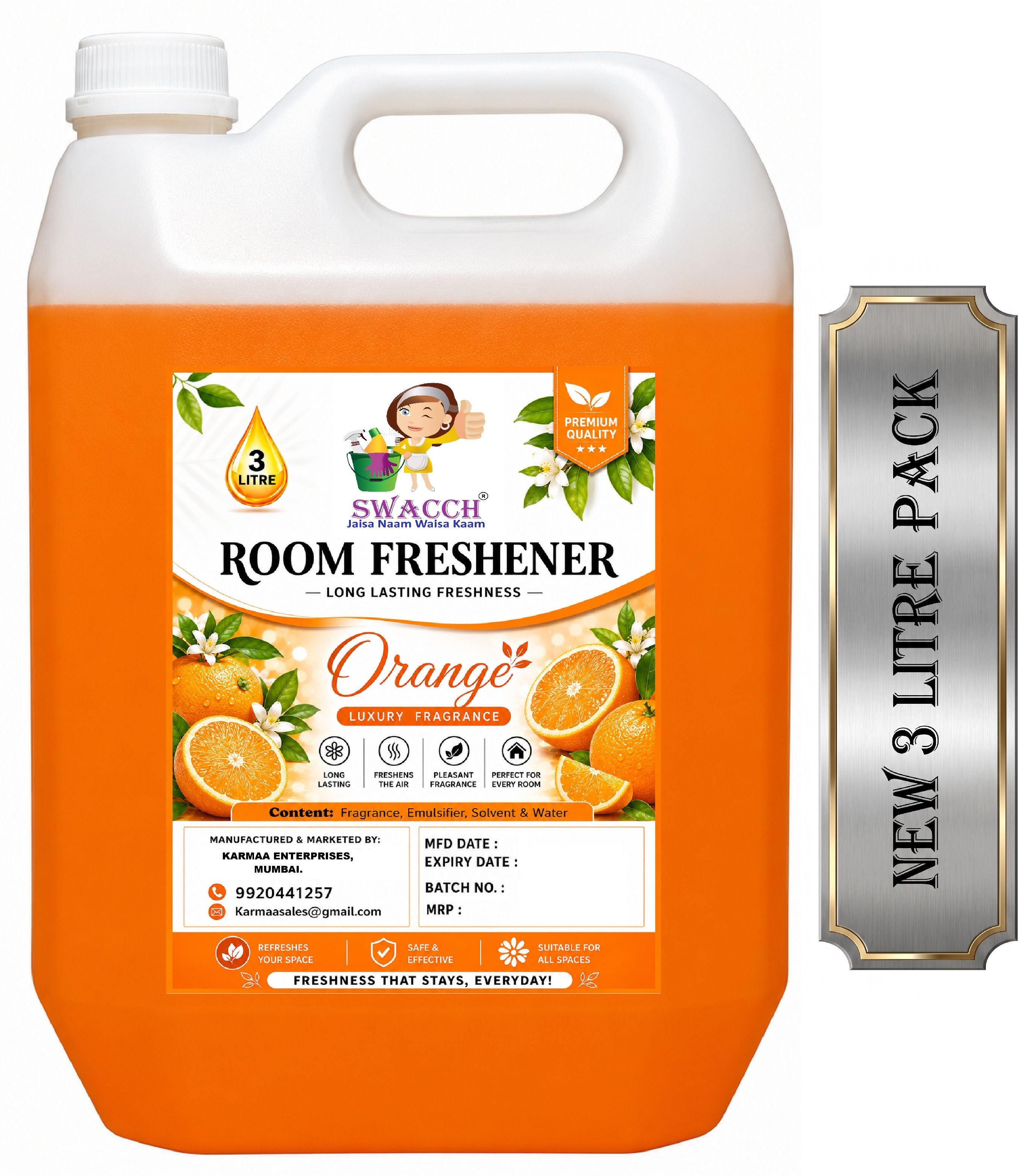 swacch Orange Refill Room Freshner For Home, Car & Wash Room, Instant Refreshing Fragrance I Ready to use I Water Based-picture-44
